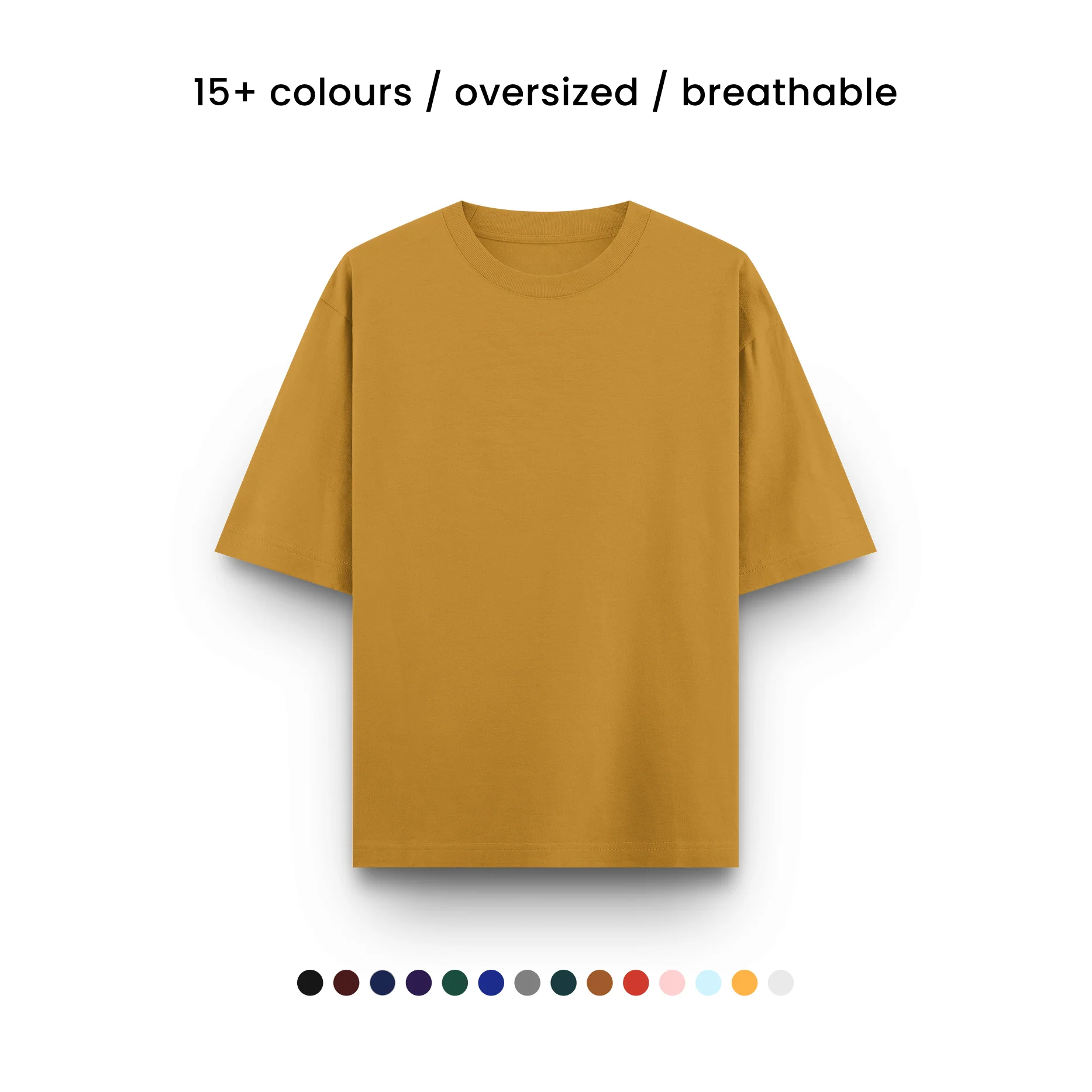 MUSTARD YELLOW -Plain Project Oversized Cotton T-Shirt. (100% Cotton| 240 GSM | Breathable Fit)
