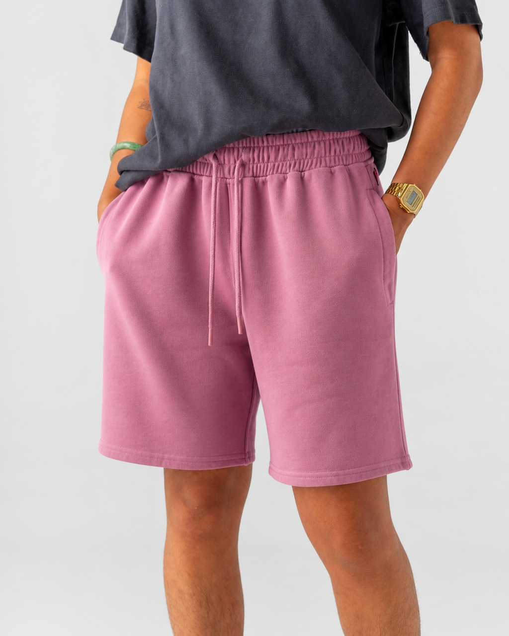 PREMIUM TERRY COTTON SHORTS- BERRY PINK  [280 GSM]
