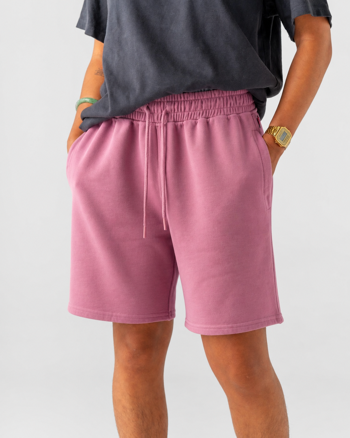 PREMIUM TERRY COTTON SHORTS- BERRY PINK  [280 GSM]