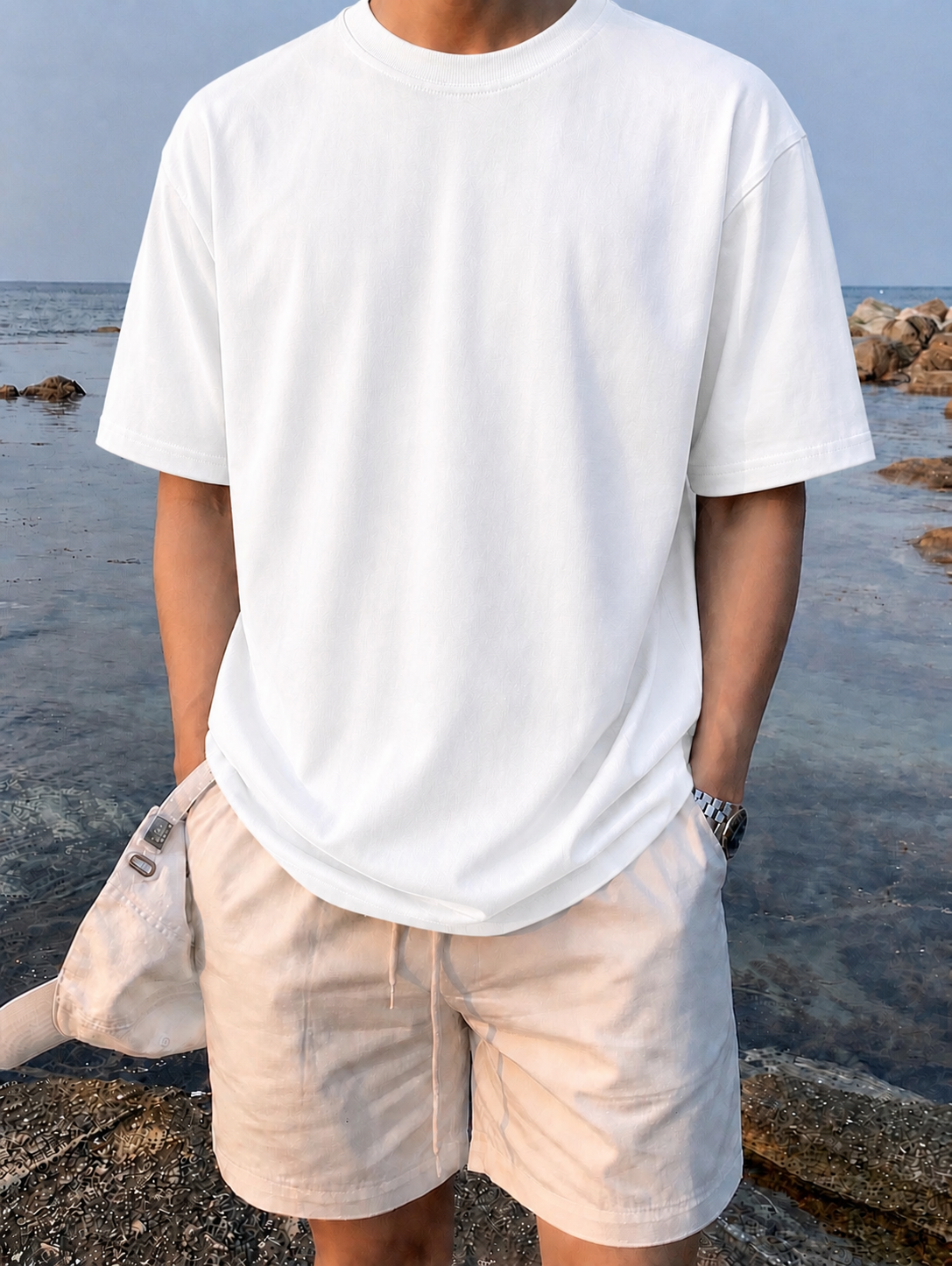 WHITE -Plain Project Oversized Cotton T-Shirt. (100% Cotton| 240 GSM | Breathable Fit)