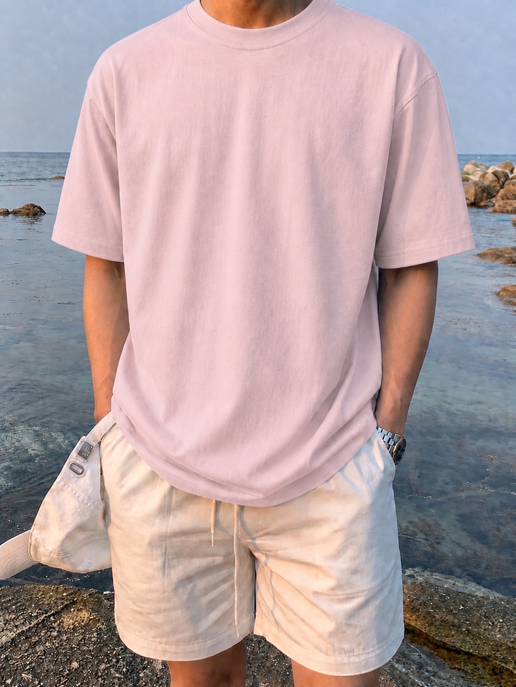 BABY PINK- Plain Project Oversized Cotton T-Shirt. (100% Cotton| 240 GSM | Breathable Fit)