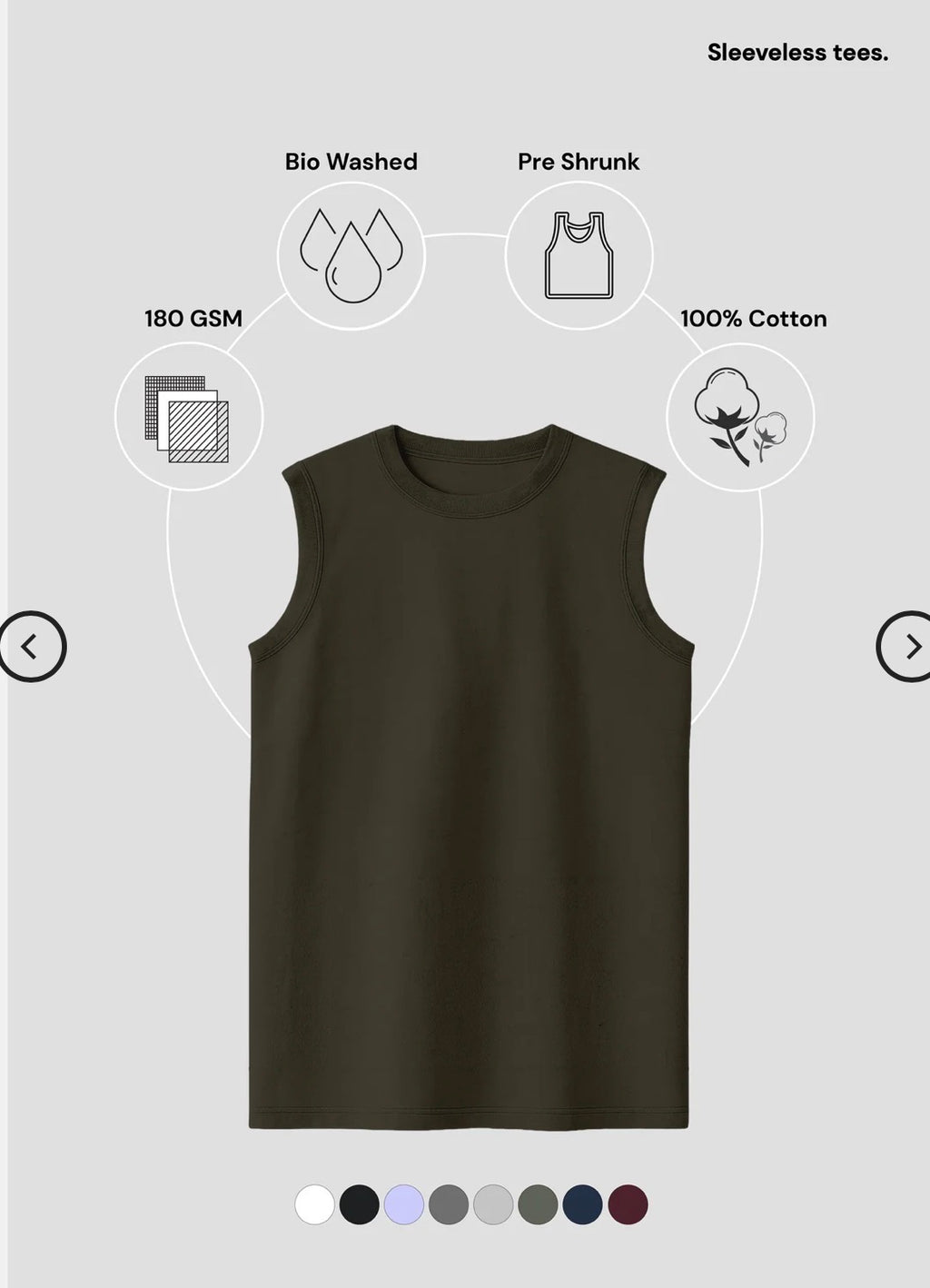 OLIVE GREEN Men's Sleeveless T-Shirt [180 GSM, 100% COTTON]