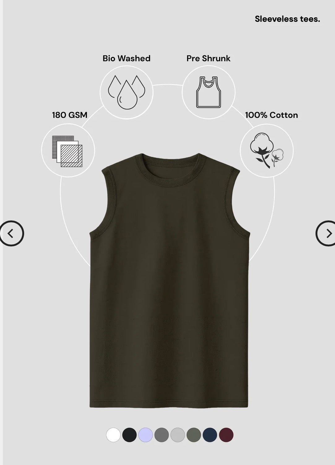 OLIVE GREEN Men's Sleeveless T-Shirt [180 GSM, 100% COTTON]