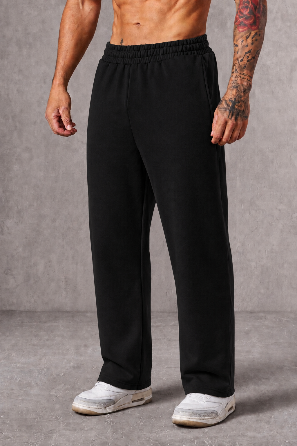 TERRY COTTON SWEATPANTS - BLACK [260 GSM] [LOOSE FIT]