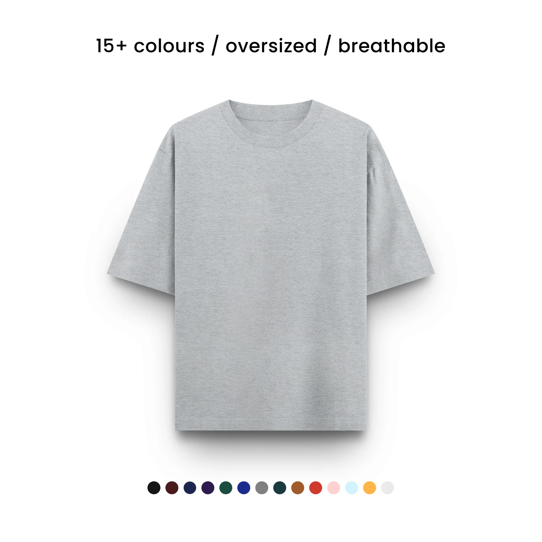 GREY MELANGE  - Plain Project Oversized Cotton T-Shirt. (100% Cotton| 240 GSM | Breathable Fit)