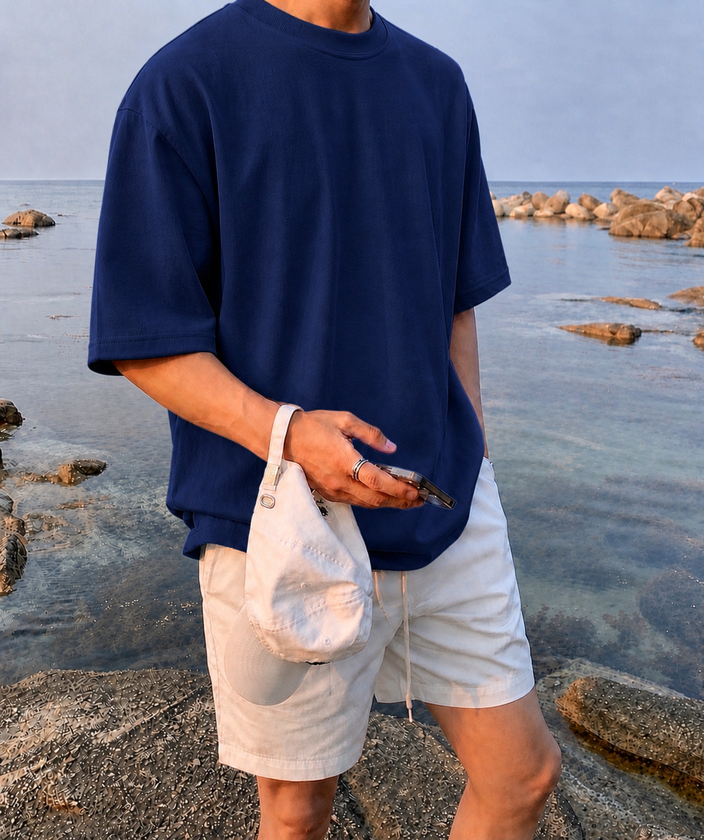 ROYAL BLUE-Plain Project Oversized Cotton T-Shirt. (100% Cotton| 240 GSM | Breathable Fit)