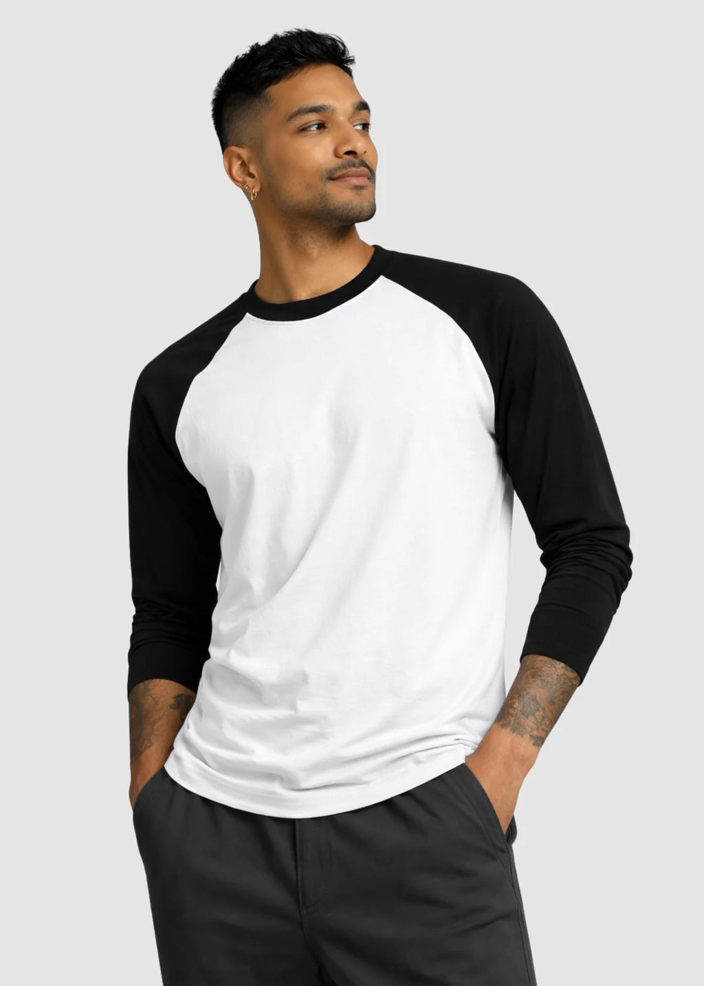 Black White Raglan T-Shirt