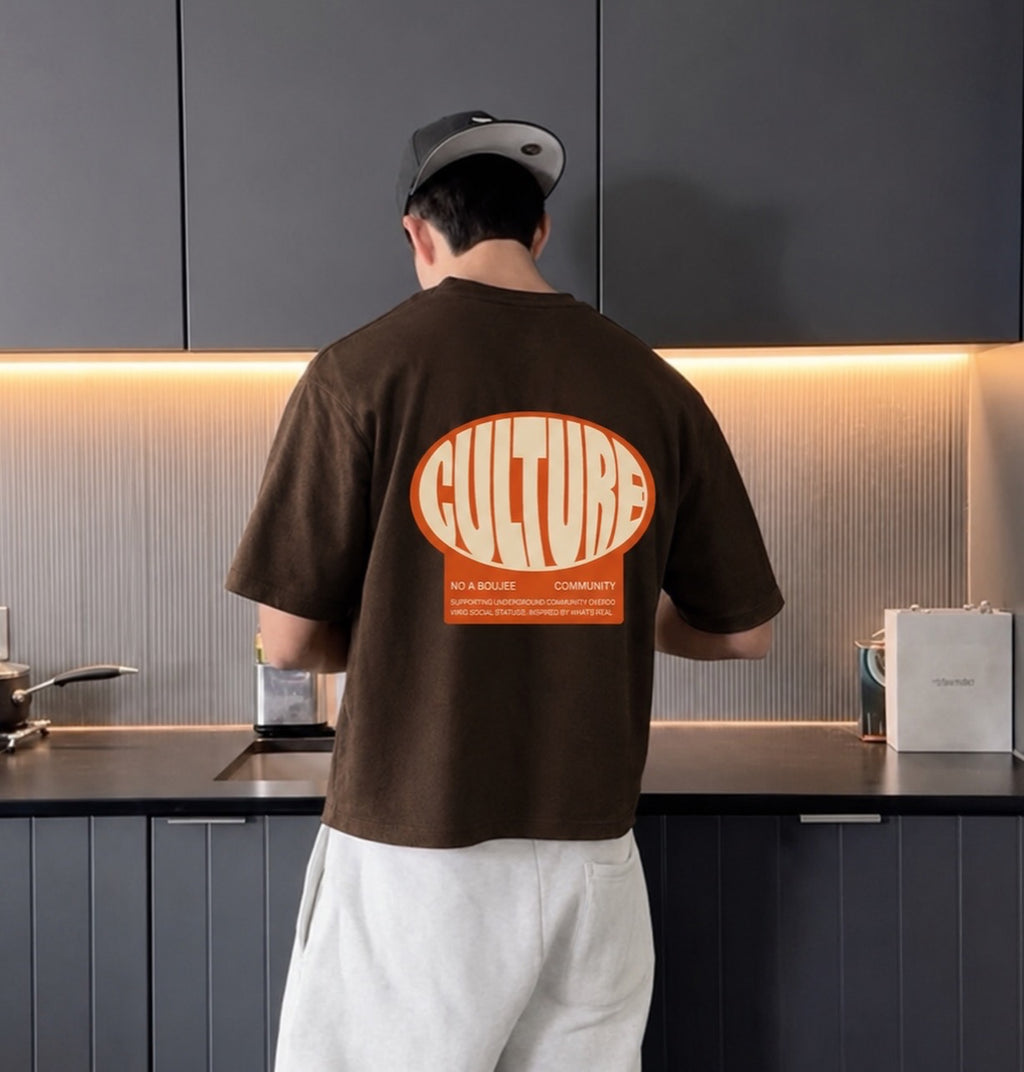 PLAIN PROJECT- Culture Community Oversized T-Shirt – Brown