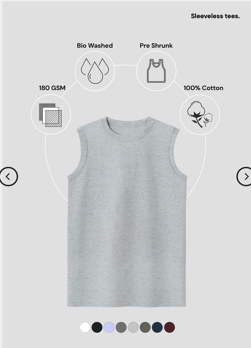 GREY MELANGE Men's Sleeveless T-Shirt [180 GSM, 100% COTTON]