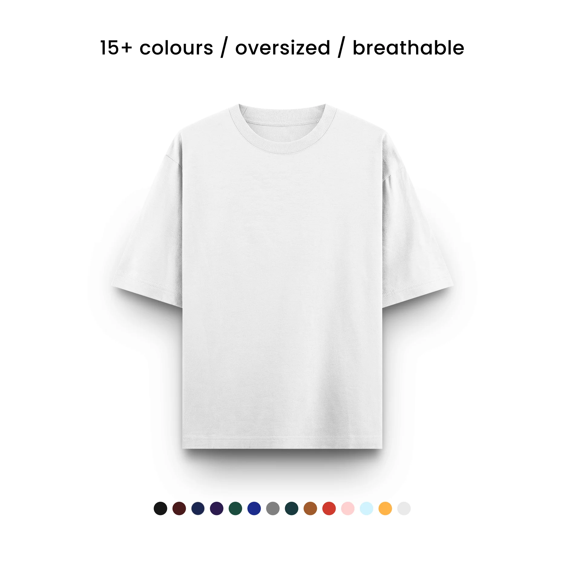 WHITE -Plain Project Oversized Cotton T-Shirt. (100% Cotton| 240 GSM | Breathable Fit)