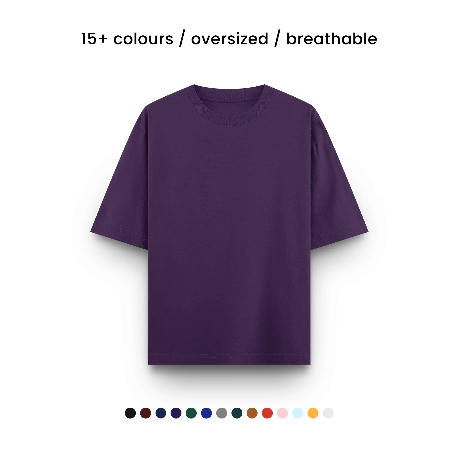 PURPLE - Plain Project Oversized Cotton T-Shirt. (100% Cotton| 240 GSM | Breathable Fit)