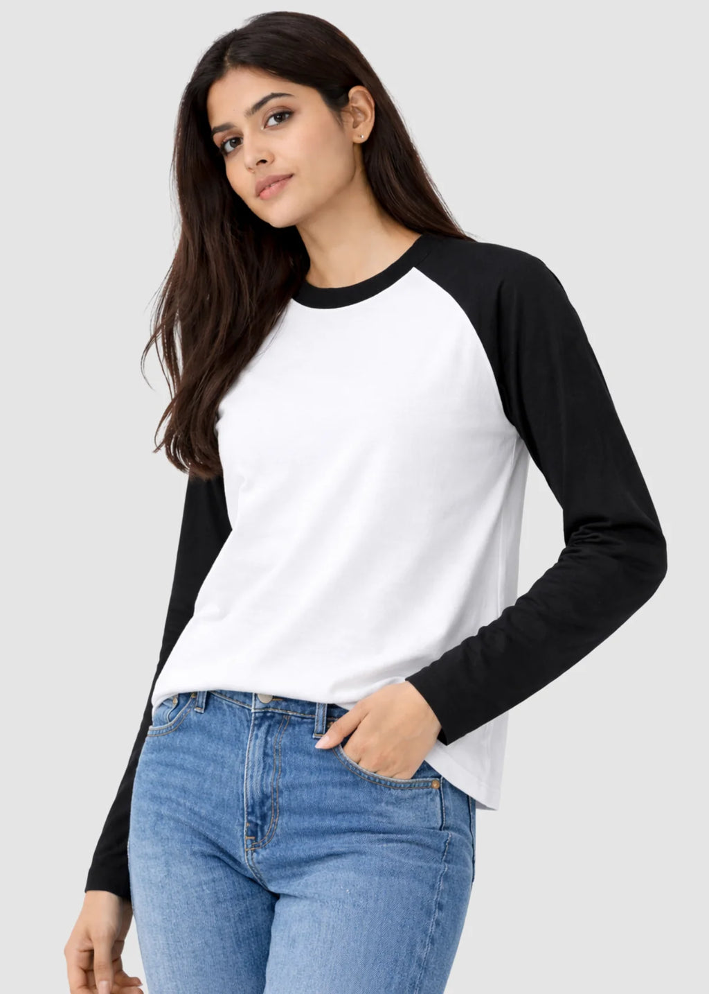 Black White Raglan T-Shirt