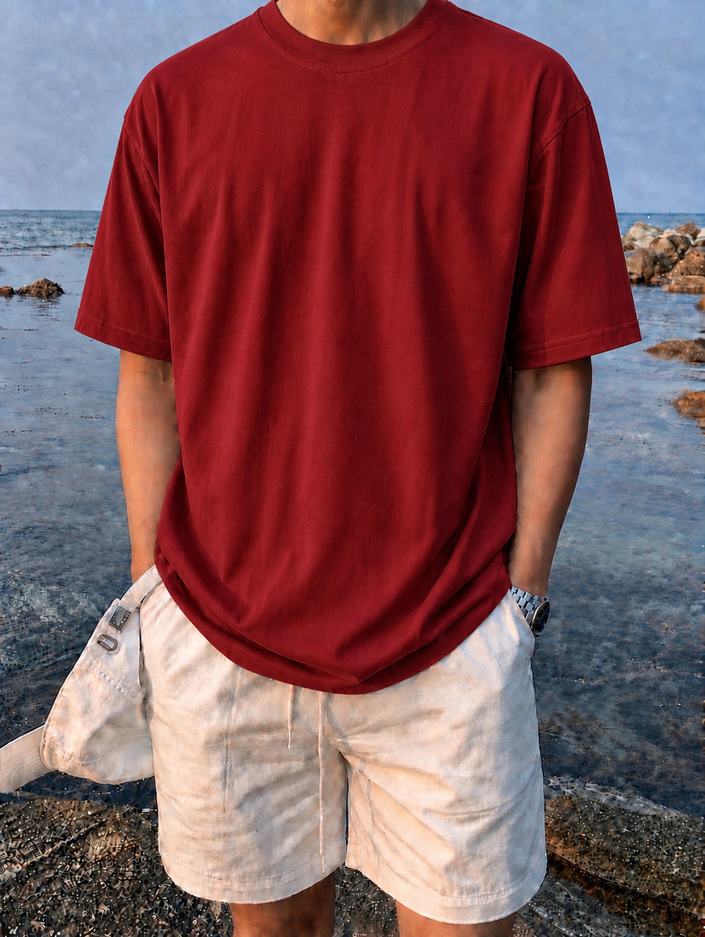RED- Plain Project Oversized Cotton T-Shirt. (100% Cotton| 240 GSM | Breathable Fit)