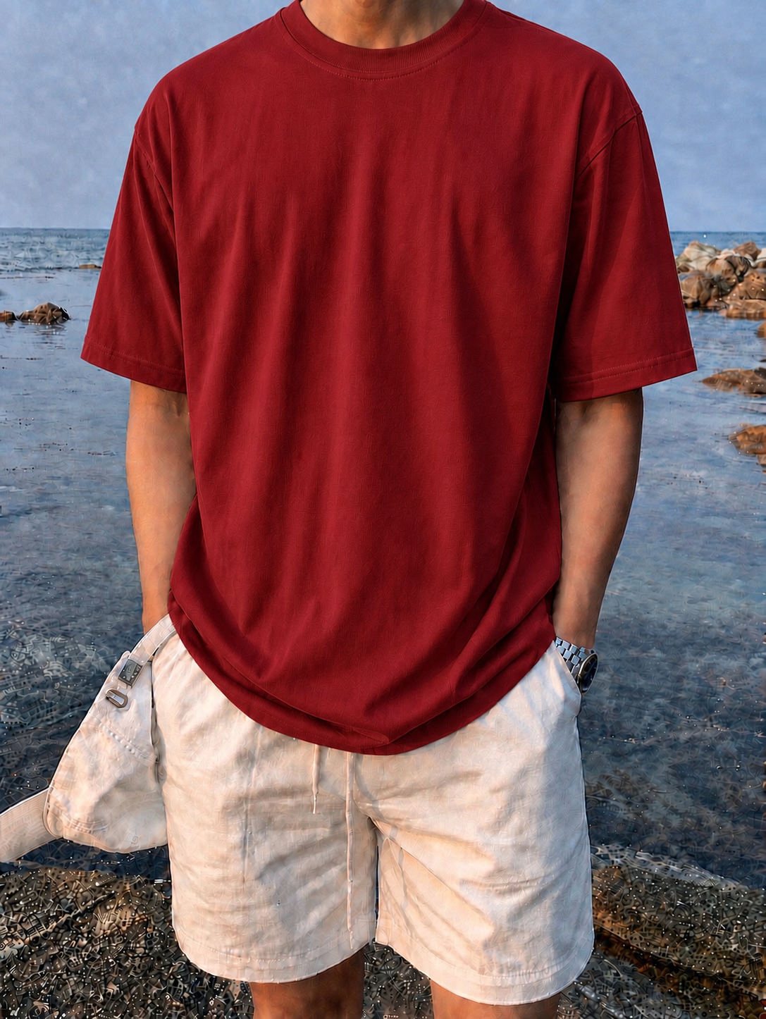 RED- Plain Project Oversized Cotton T-Shirt. (100% Cotton| 240 GSM | Breathable Fit)