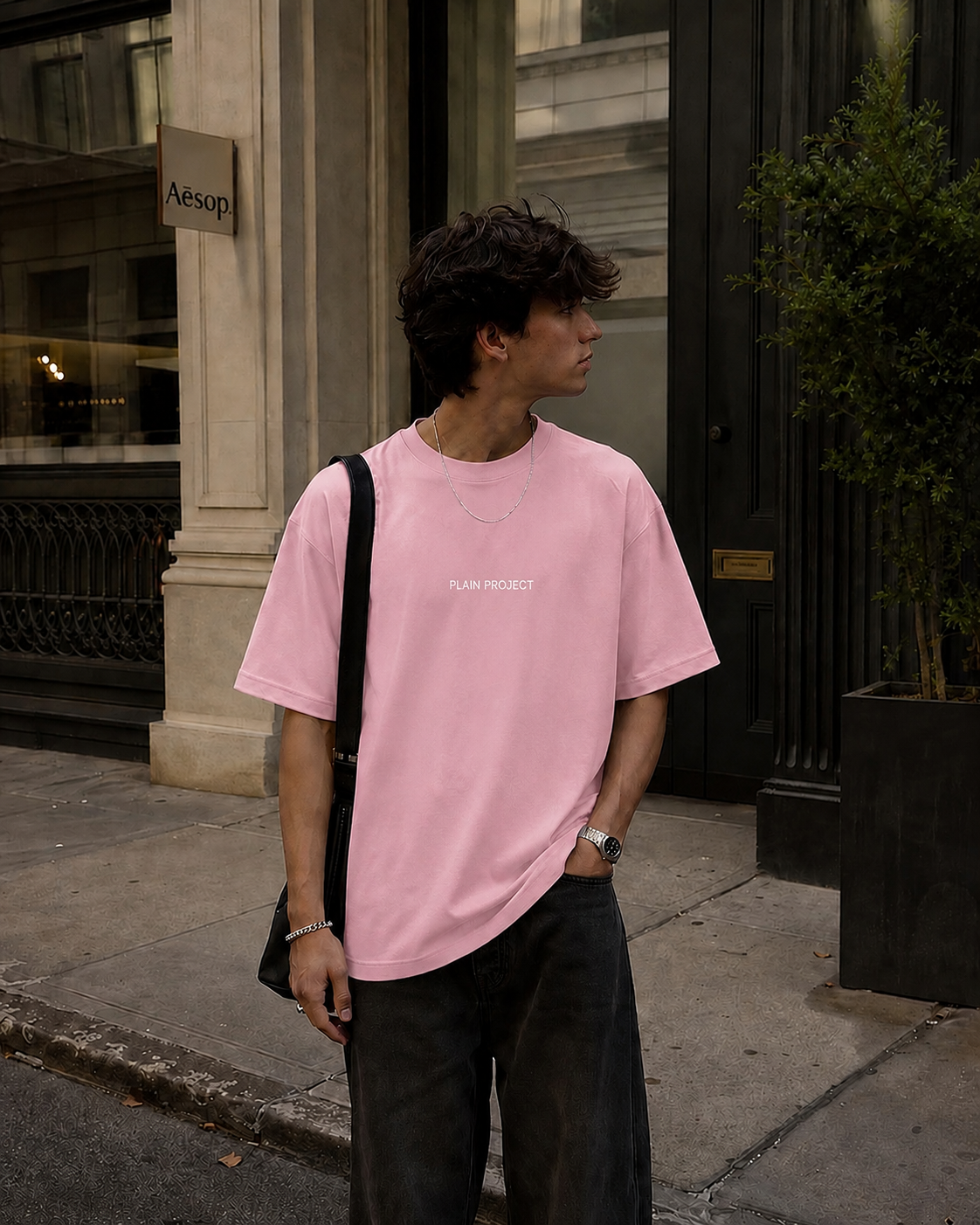 PLAIN PROJECT -What The Heck Oversized Back Print T-Shirt – Pink