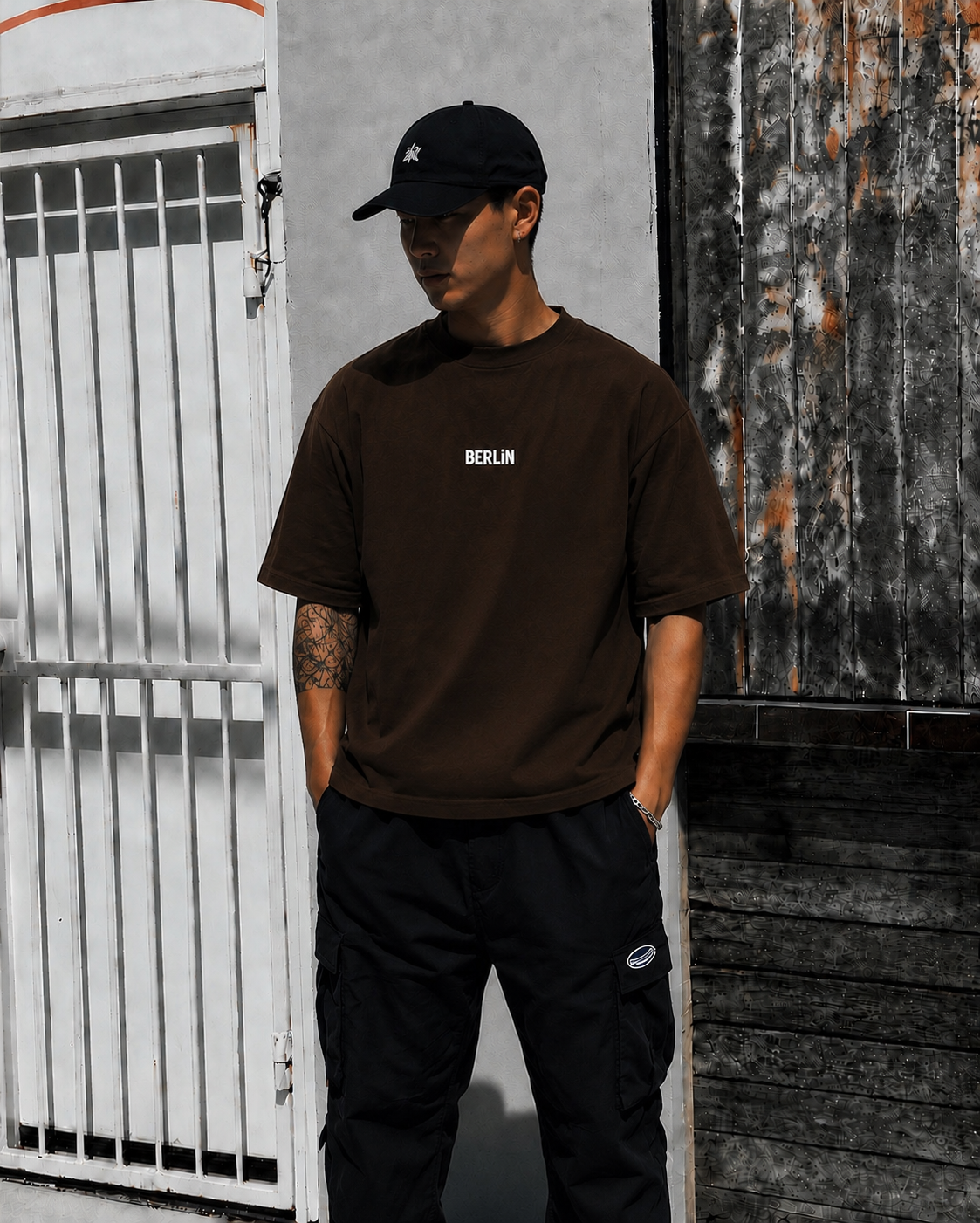 Plain Project Berlin Edition Oversized T-Shirt- BROWN