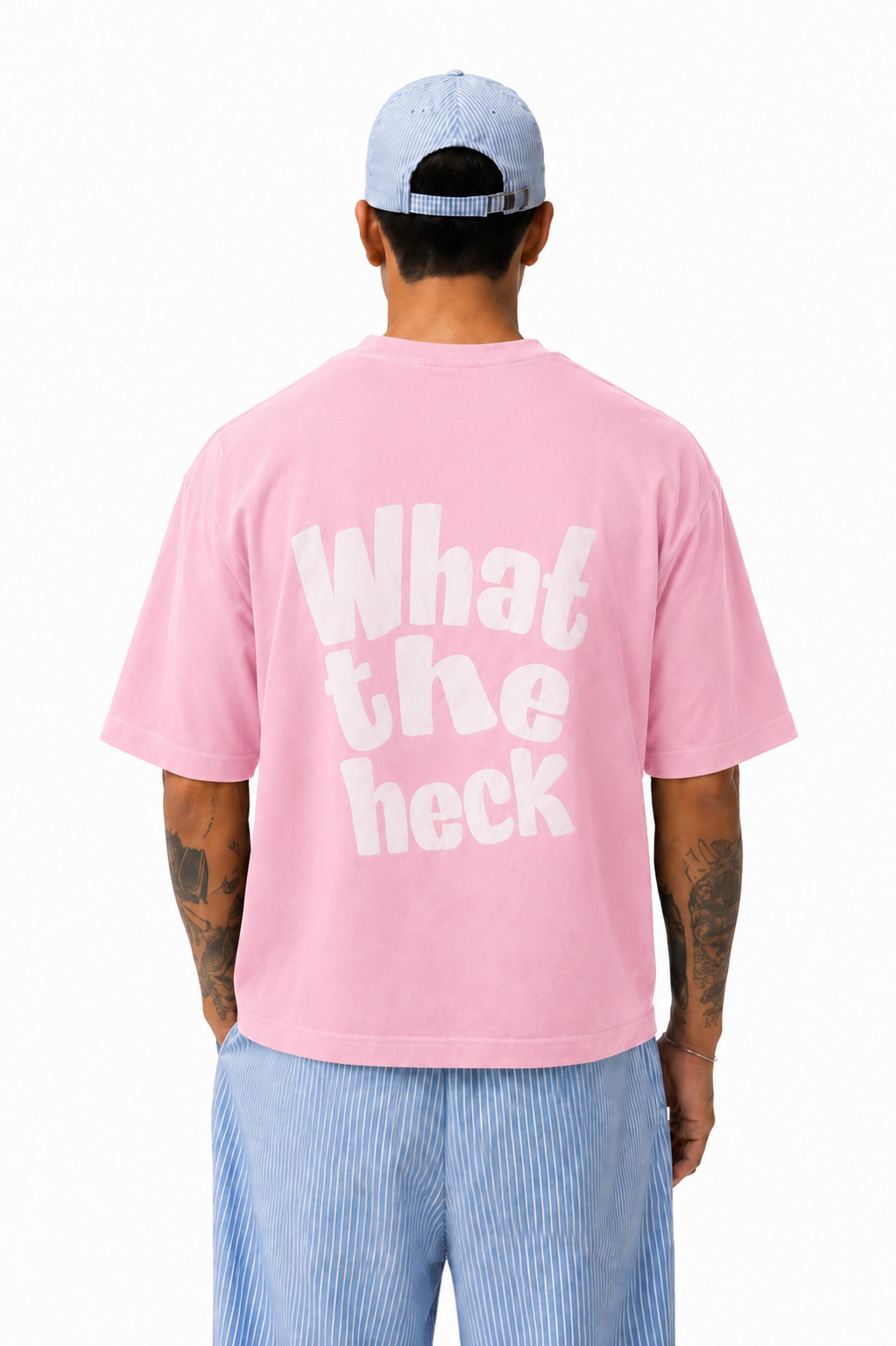 PLAIN PROJECT -What The Heck Oversized Back Print T-Shirt – Pink