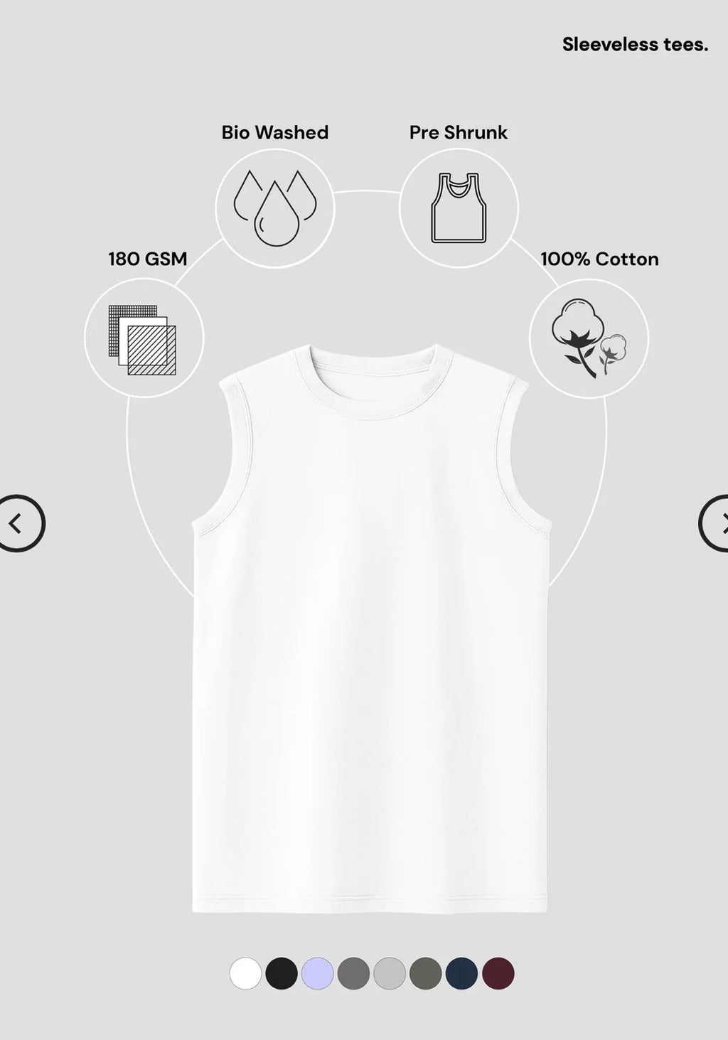 White Men's Sleeveless T-Shirt [180 GSM, 100% COTTON]