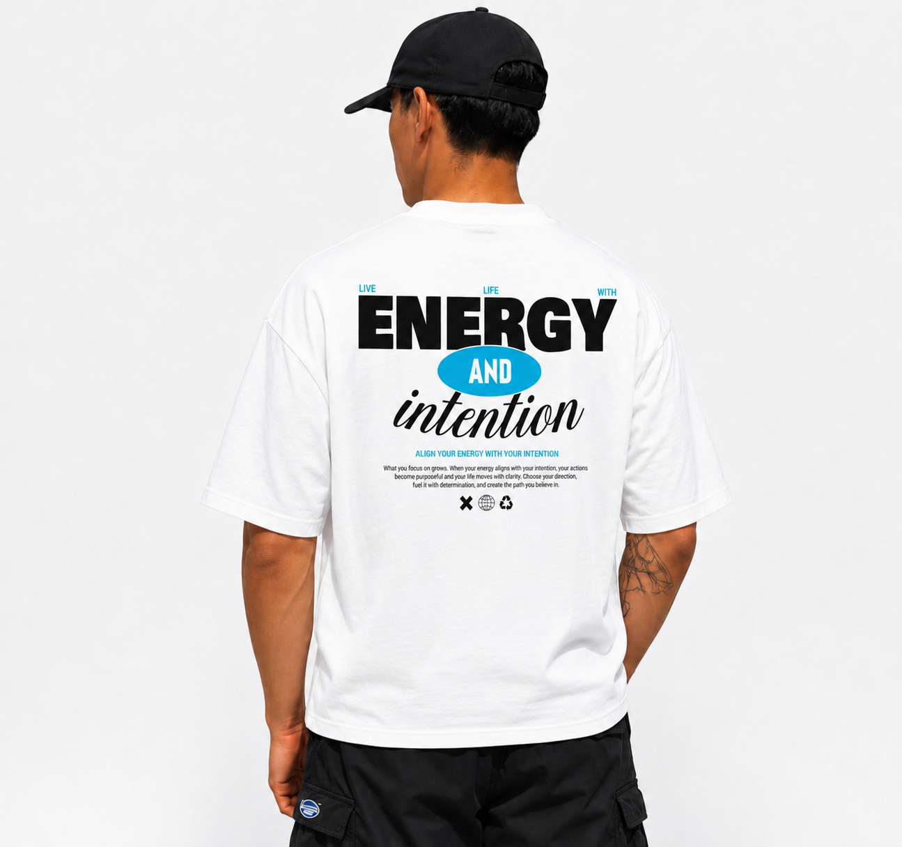 Energy & Intention Oversized T-Shirt- WHITE