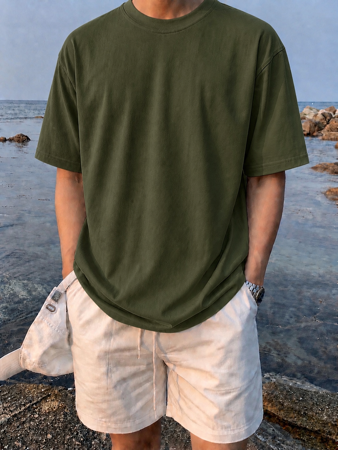 BOTTLE GREEN-Plain Project Oversized Cotton T-Shirt. (100% Cotton| 240 GSM | Breathable Fit)