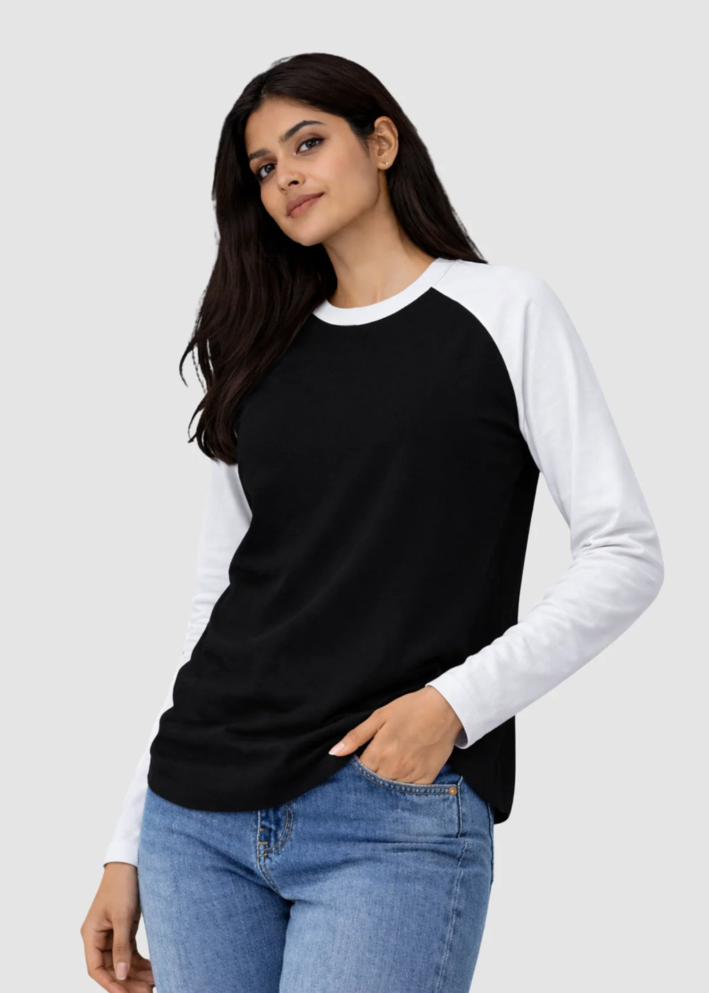 White Black Raglan T-Shirt