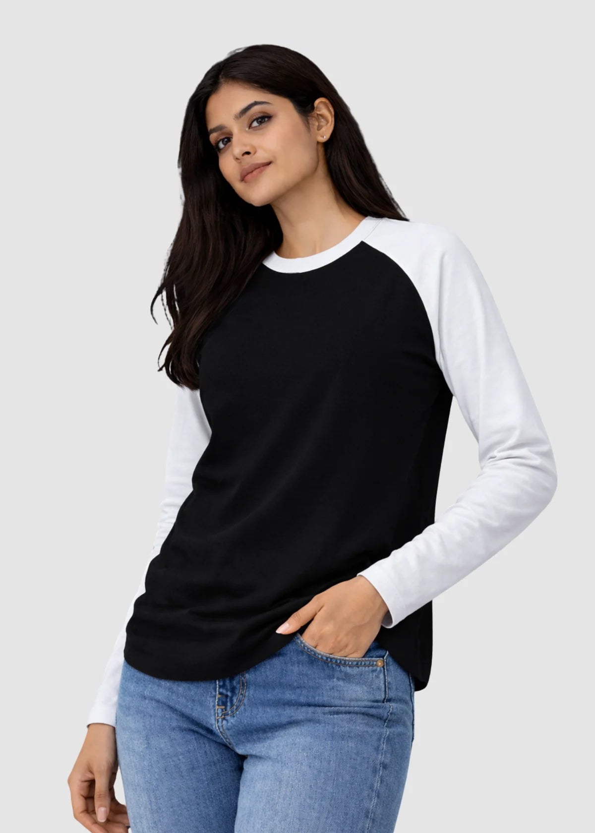 White Black Raglan T-Shirt
