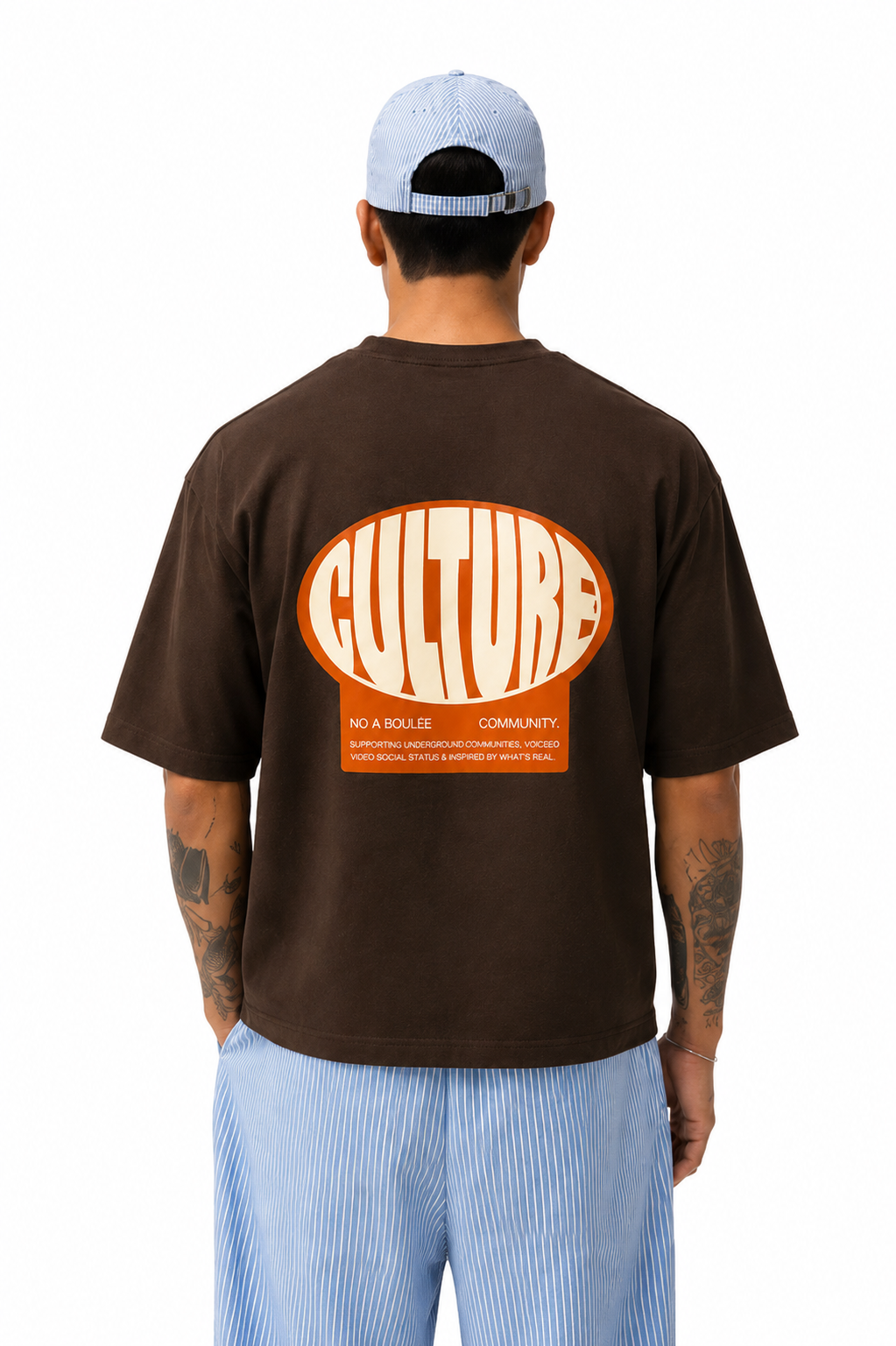 PLAIN PROJECT- Culture Community Oversized T-Shirt – Brown