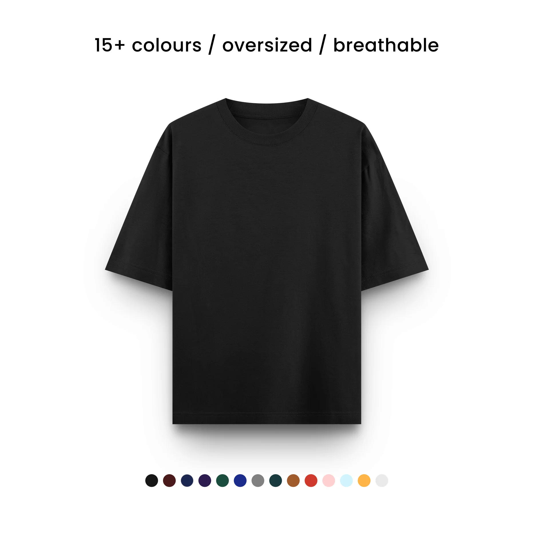 BLACK -Plain Project Oversized Cotton T-Shirt. (100% Cotton| 240 GSM | Breathable Fit)