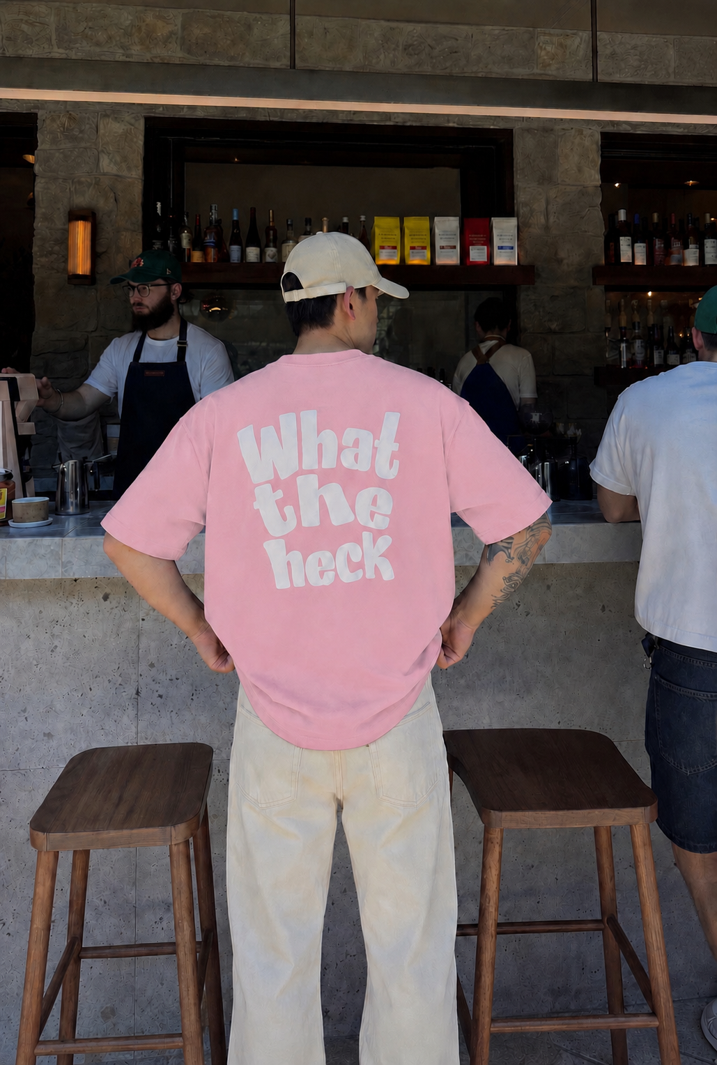 PLAIN PROJECT -What The Heck Oversized Back Print T-Shirt – Pink