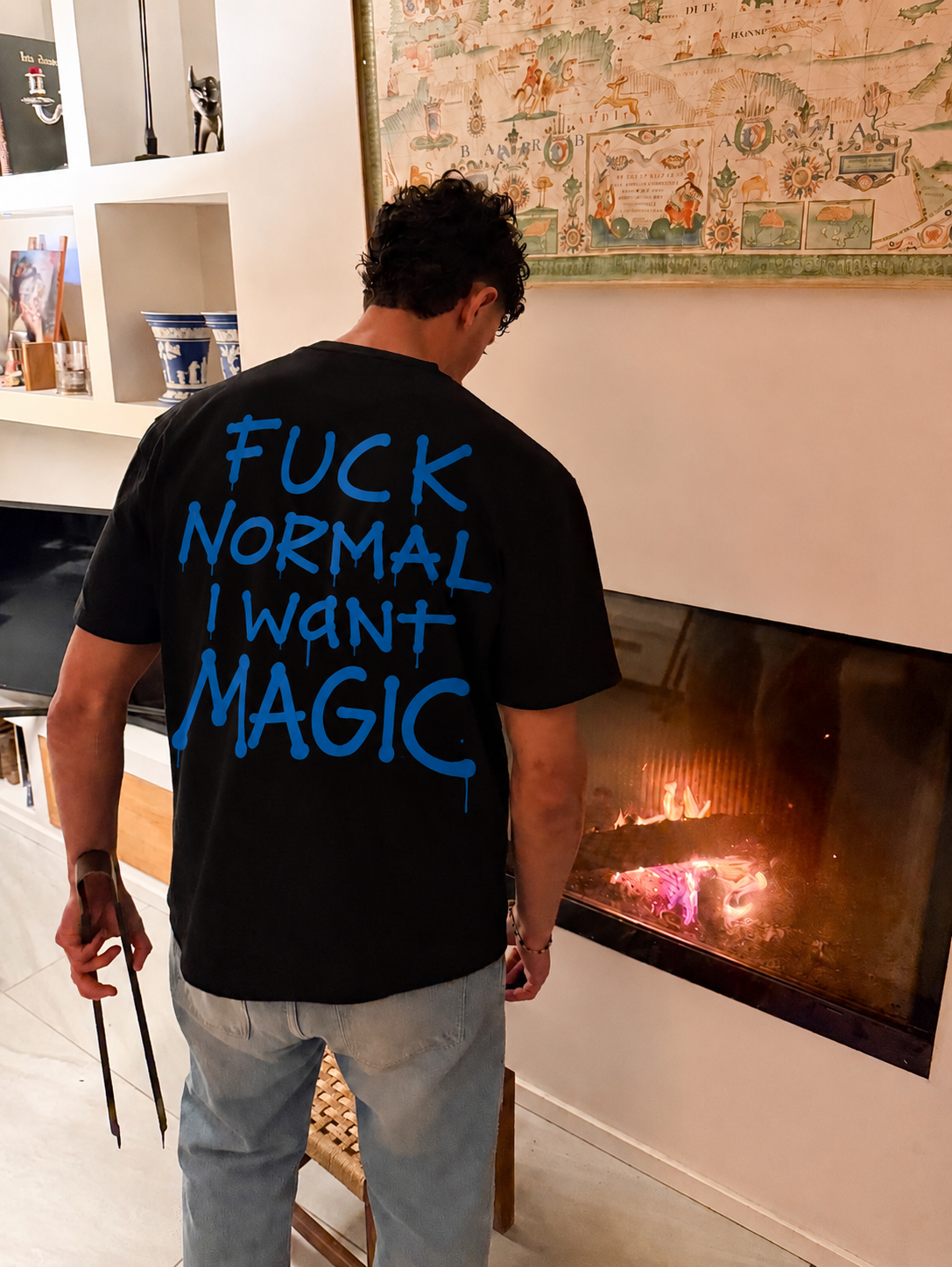 PLAIN PROJECT Magic Oversized Back Print Black Tee