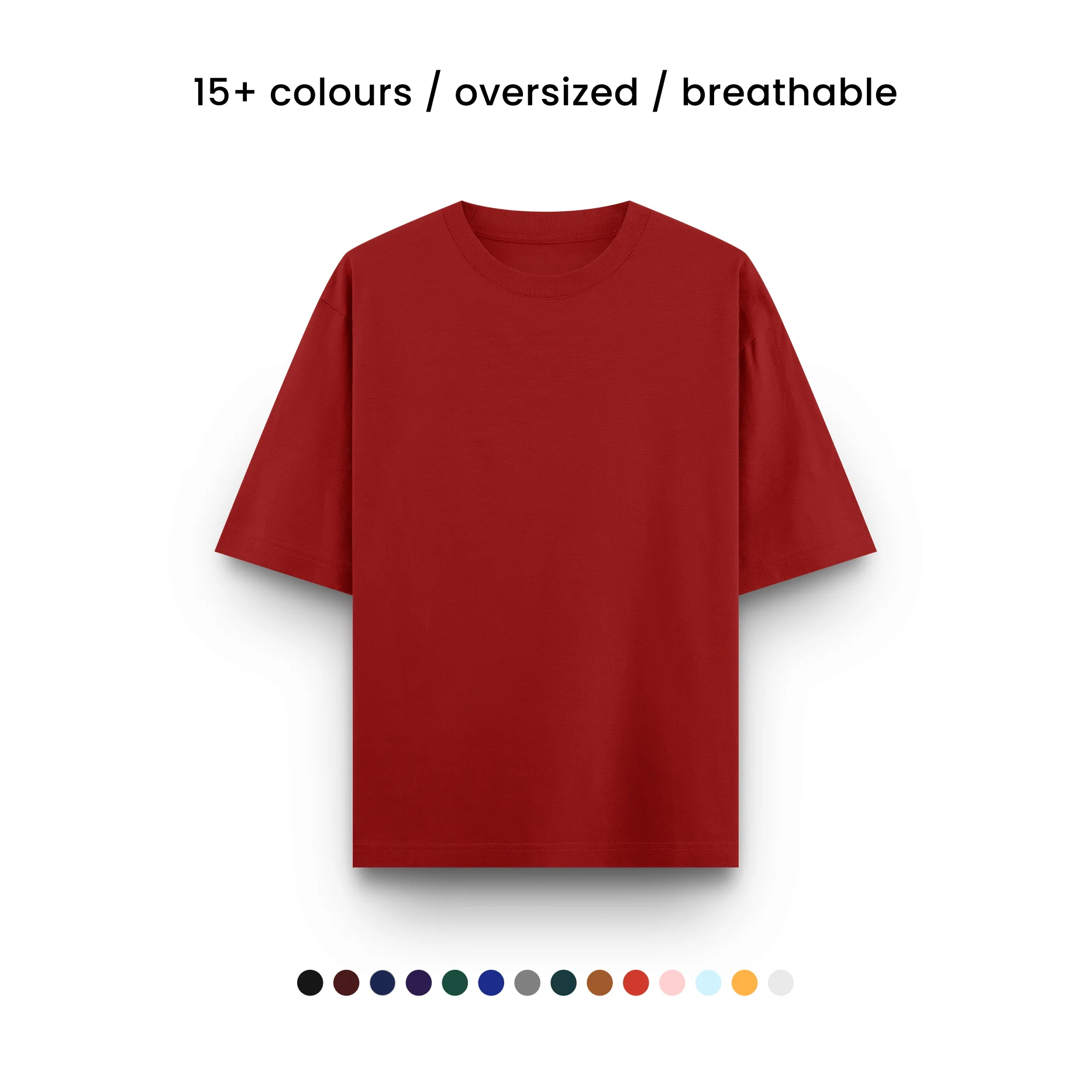 RED- Plain Project Oversized Cotton T-Shirt. (100% Cotton| 240 GSM | Breathable Fit)