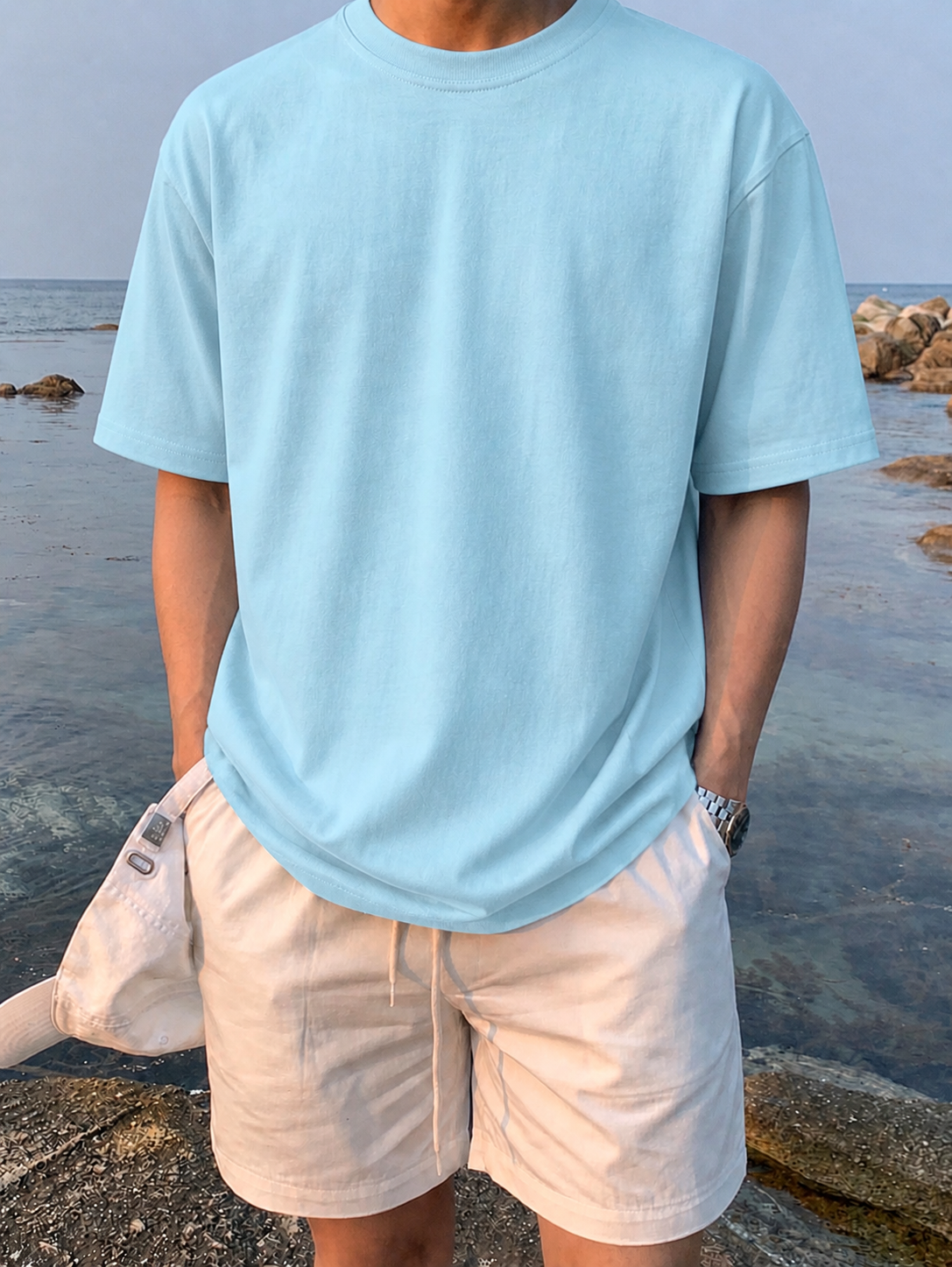 BABY BLUE -Plain Project Oversized Cotton T-Shirt. (100% Cotton| 240 GSM | Breathable Fit)