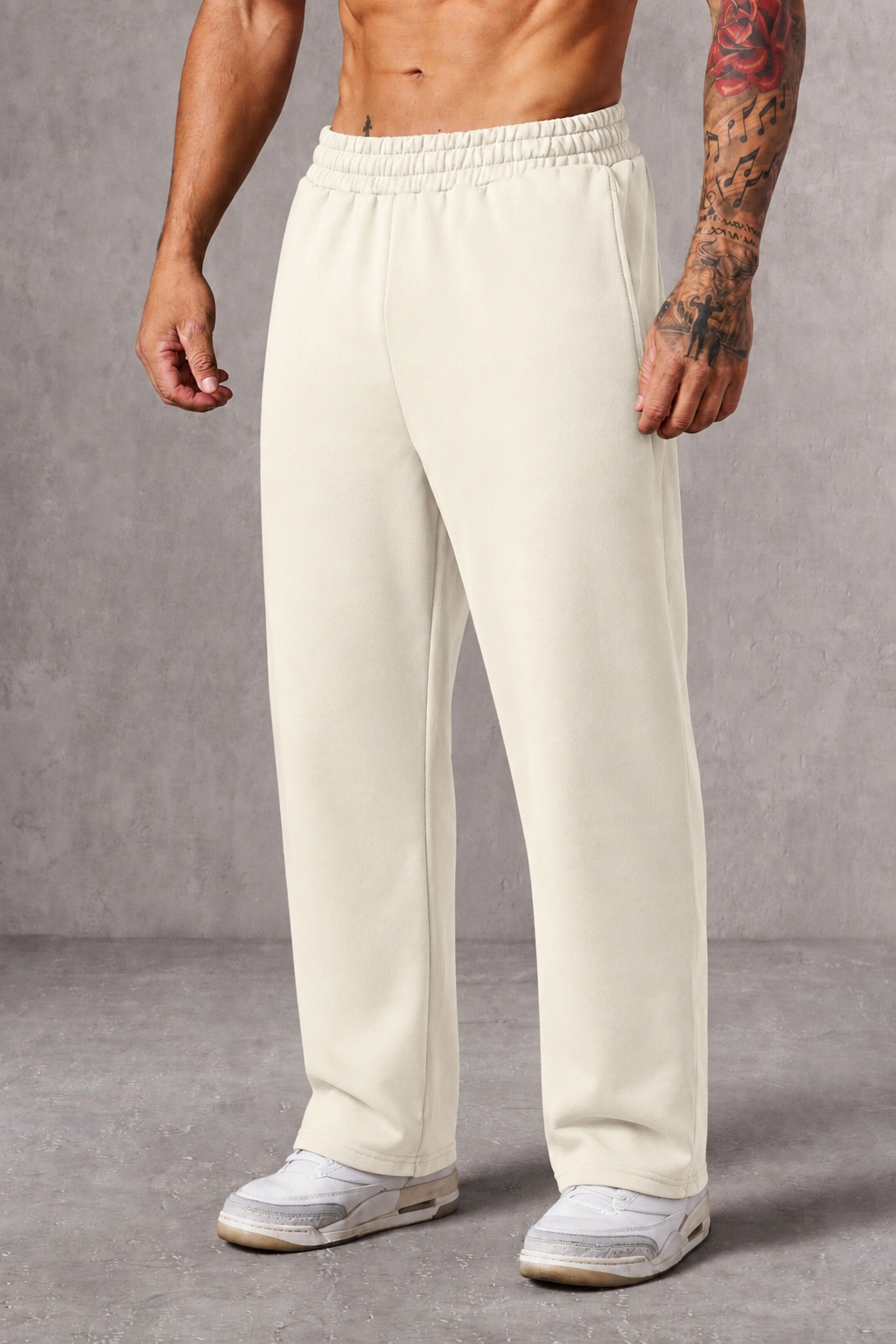 TERRY COTTON SWEATPANTS - BEIGE [260 GSM] [LOOSE FIT]
