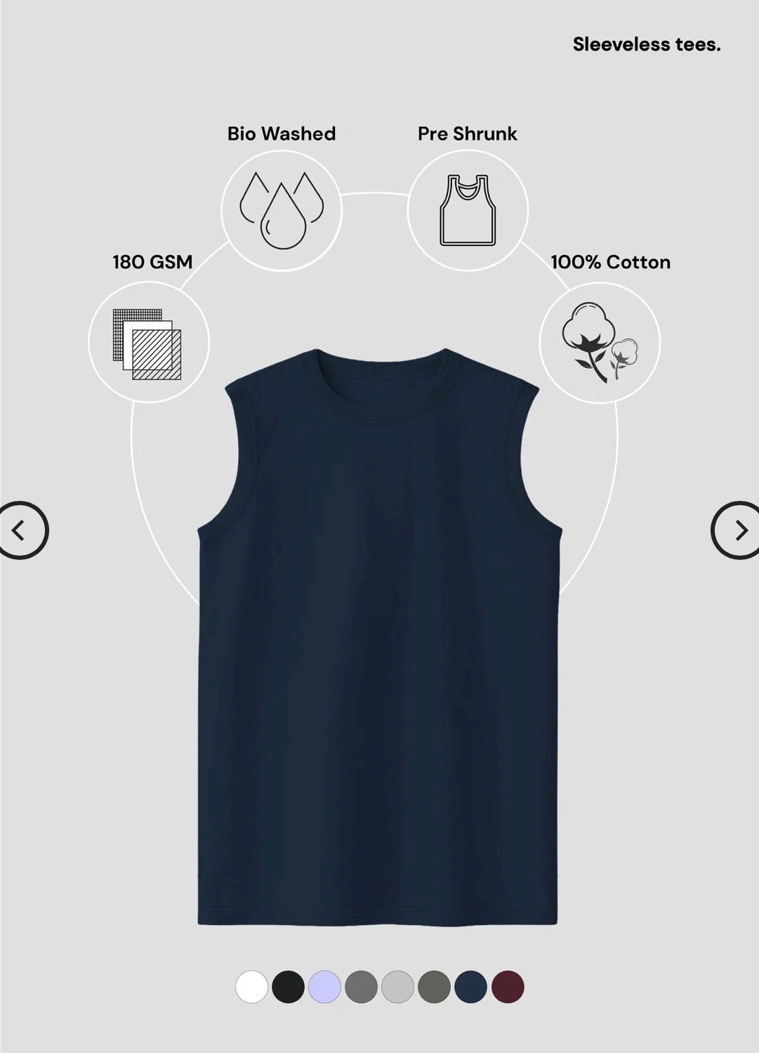 NAVY BLUE Men's Sleeveless T-Shirt [180 GSM, 100% COTTON]
