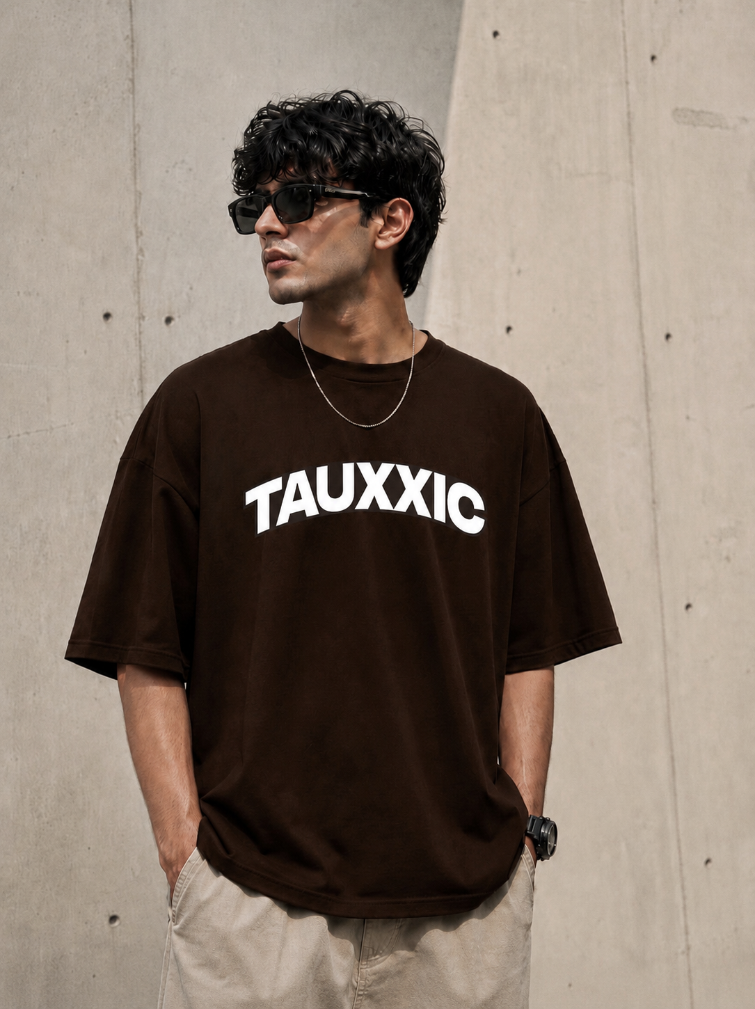 TAUXXIC Oversized T-Shirt – Dark Brown