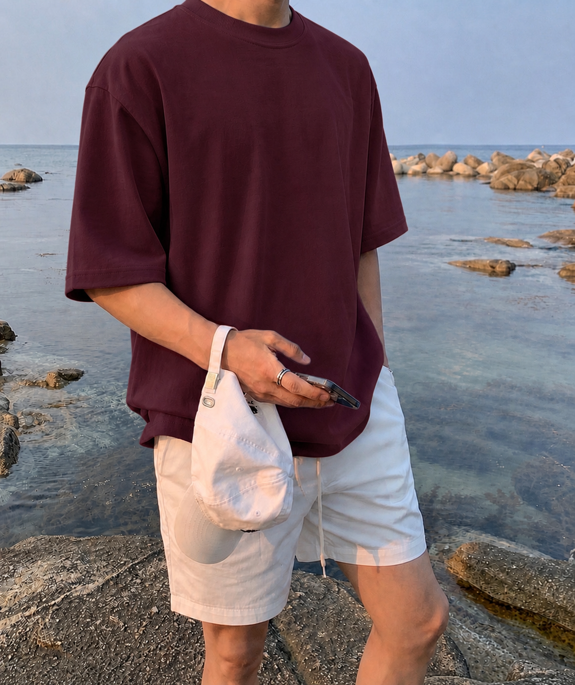 MAROON  - Plain Project Oversized Cotton T-Shirt. (100% Cotton| 240 GSM | Breathable Fit)