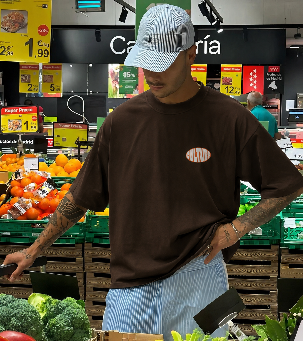 PLAIN PROJECT- Culture Community Oversized T-Shirt – Brown