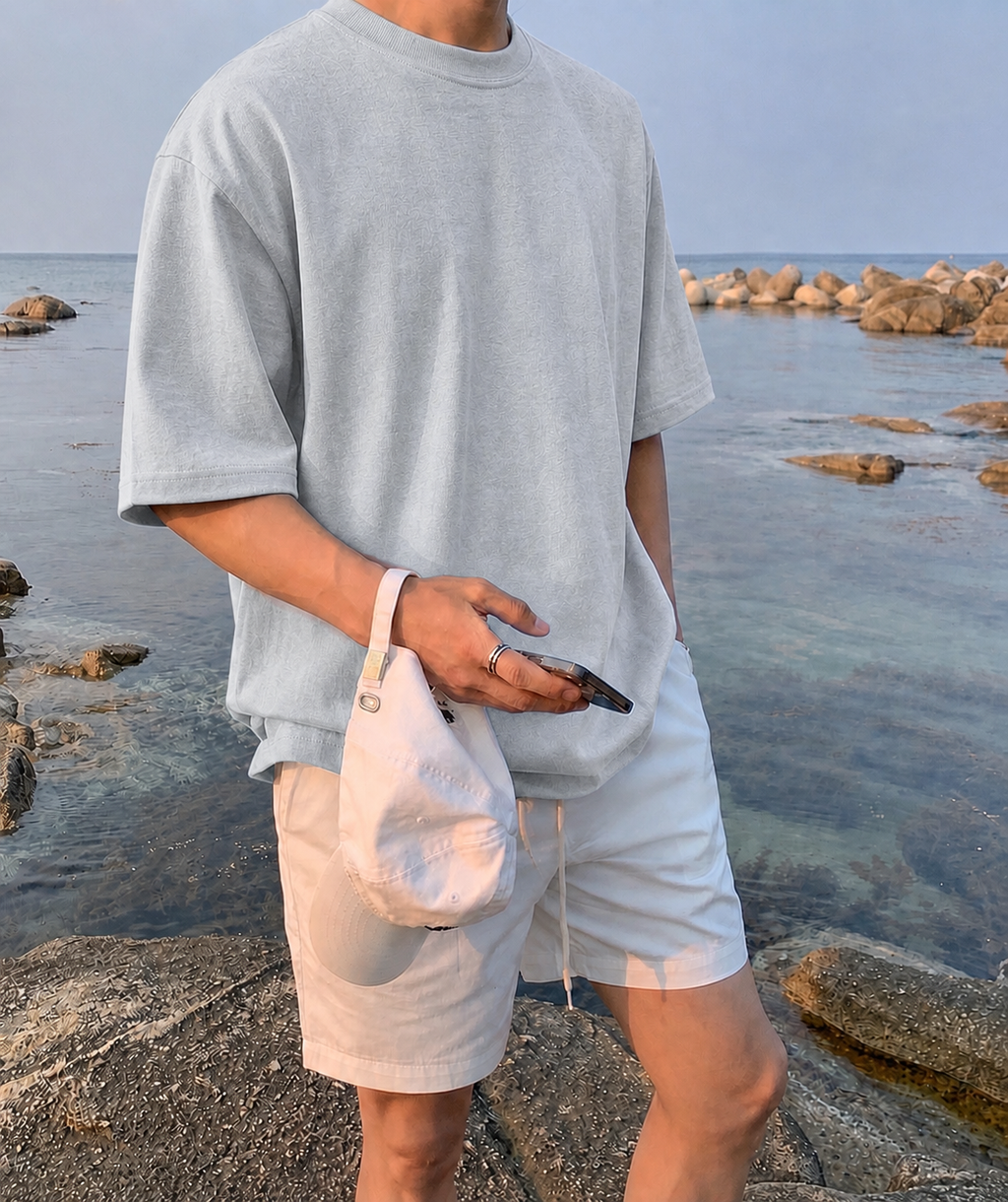 GREY MELANGE  - Plain Project Oversized Cotton T-Shirt. (100% Cotton| 240 GSM | Breathable Fit)