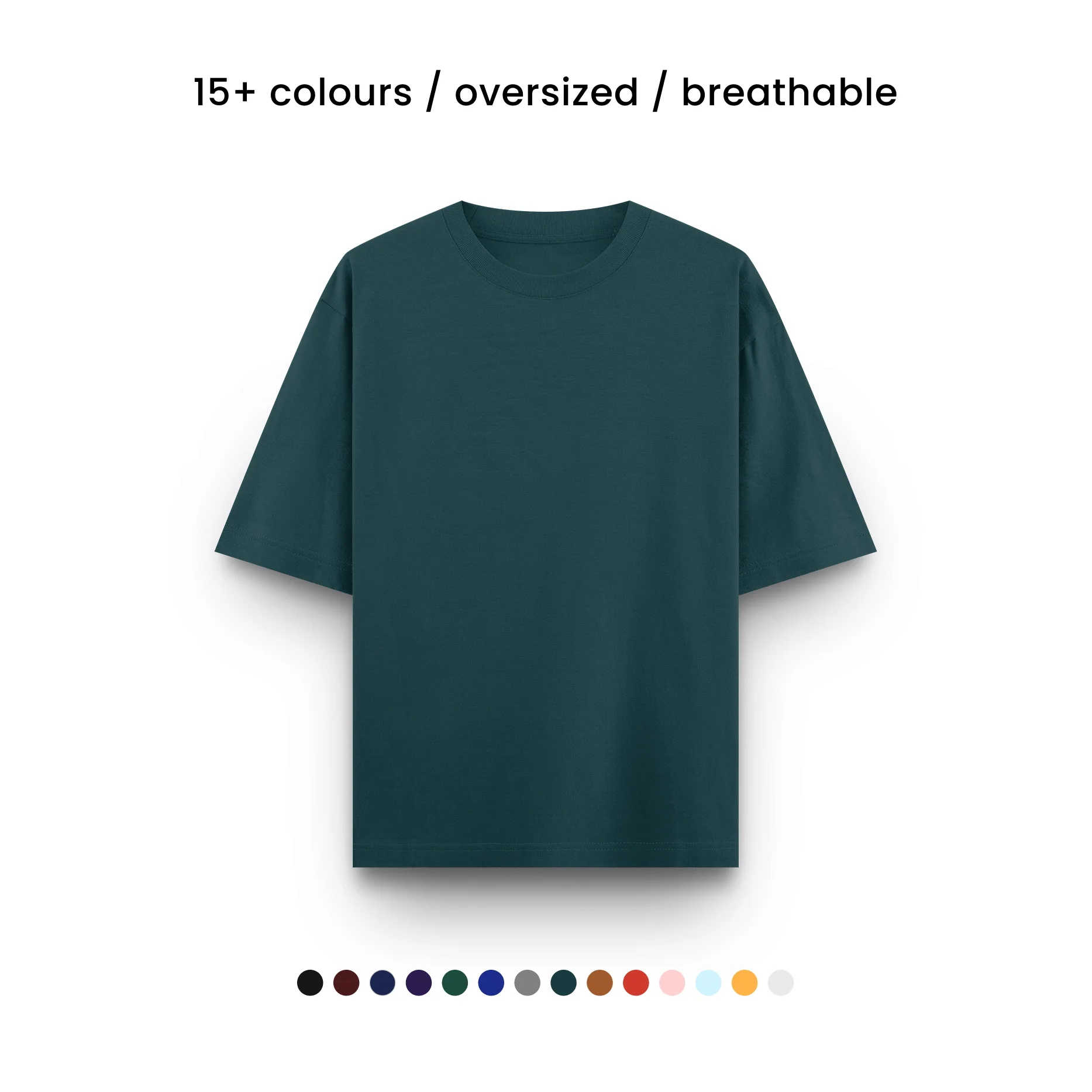 PETROL BLUE - Plain Project Oversized Cotton T-Shirt. (100% Cotton| 240 GSM | Breathable Fit)