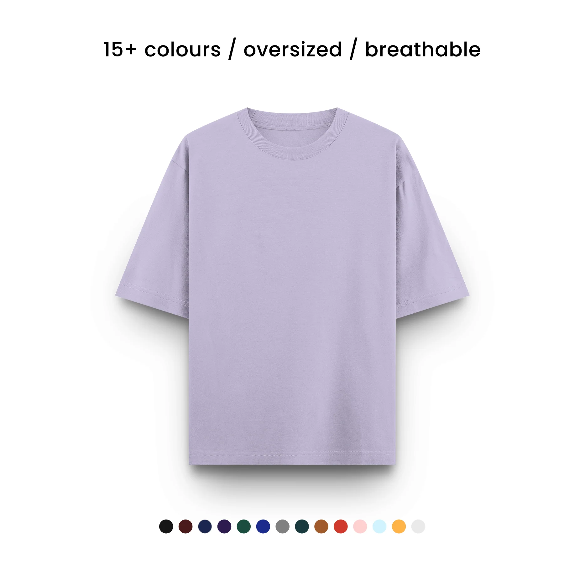 LAVENDER - Plain Project Oversized Cotton T-Shirt. (100% Cotton| 240 GSM | Breathable Fit)