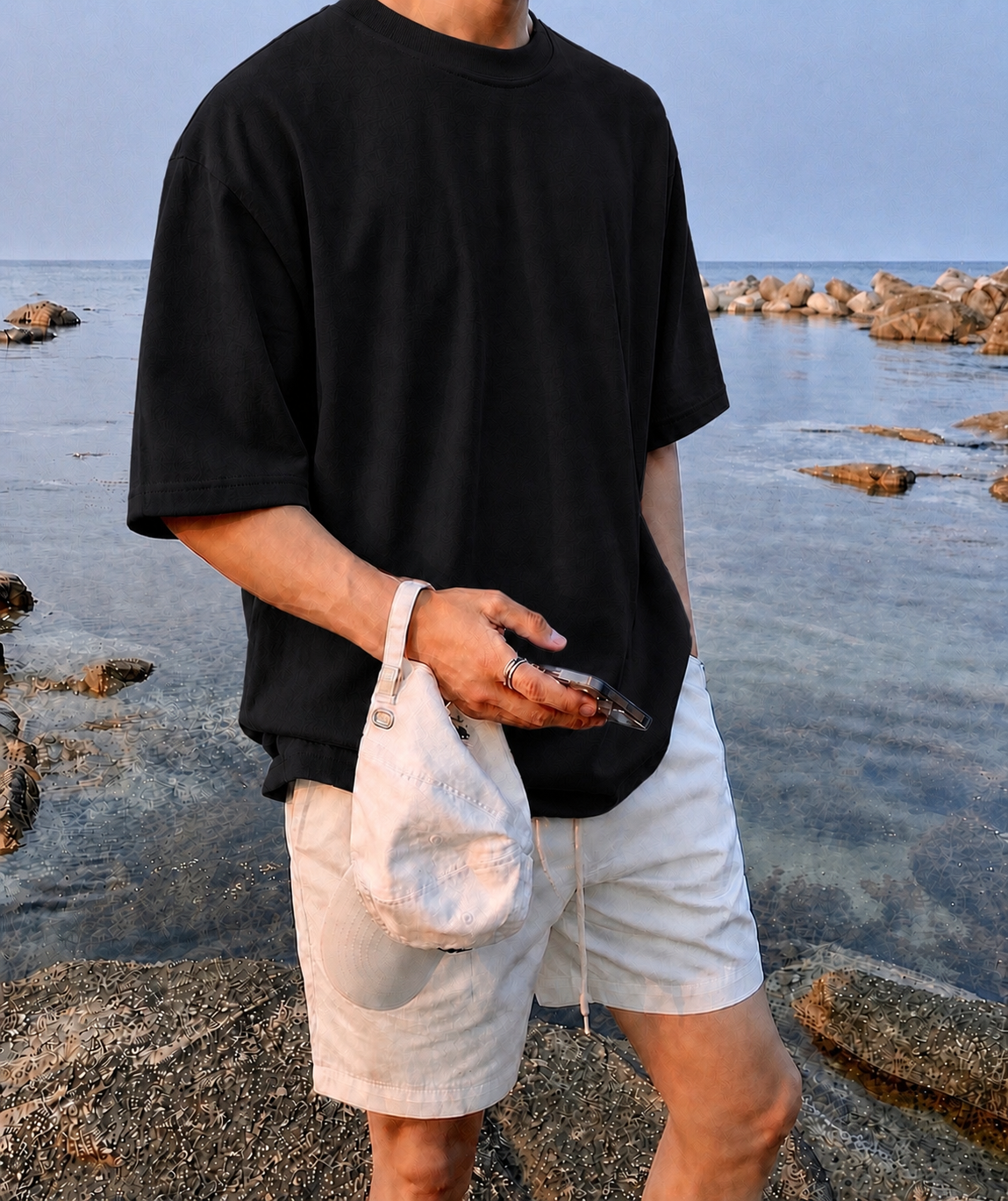 BLACK -Plain Project Oversized Cotton T-Shirt. (100% Cotton| 240 GSM | Breathable Fit)