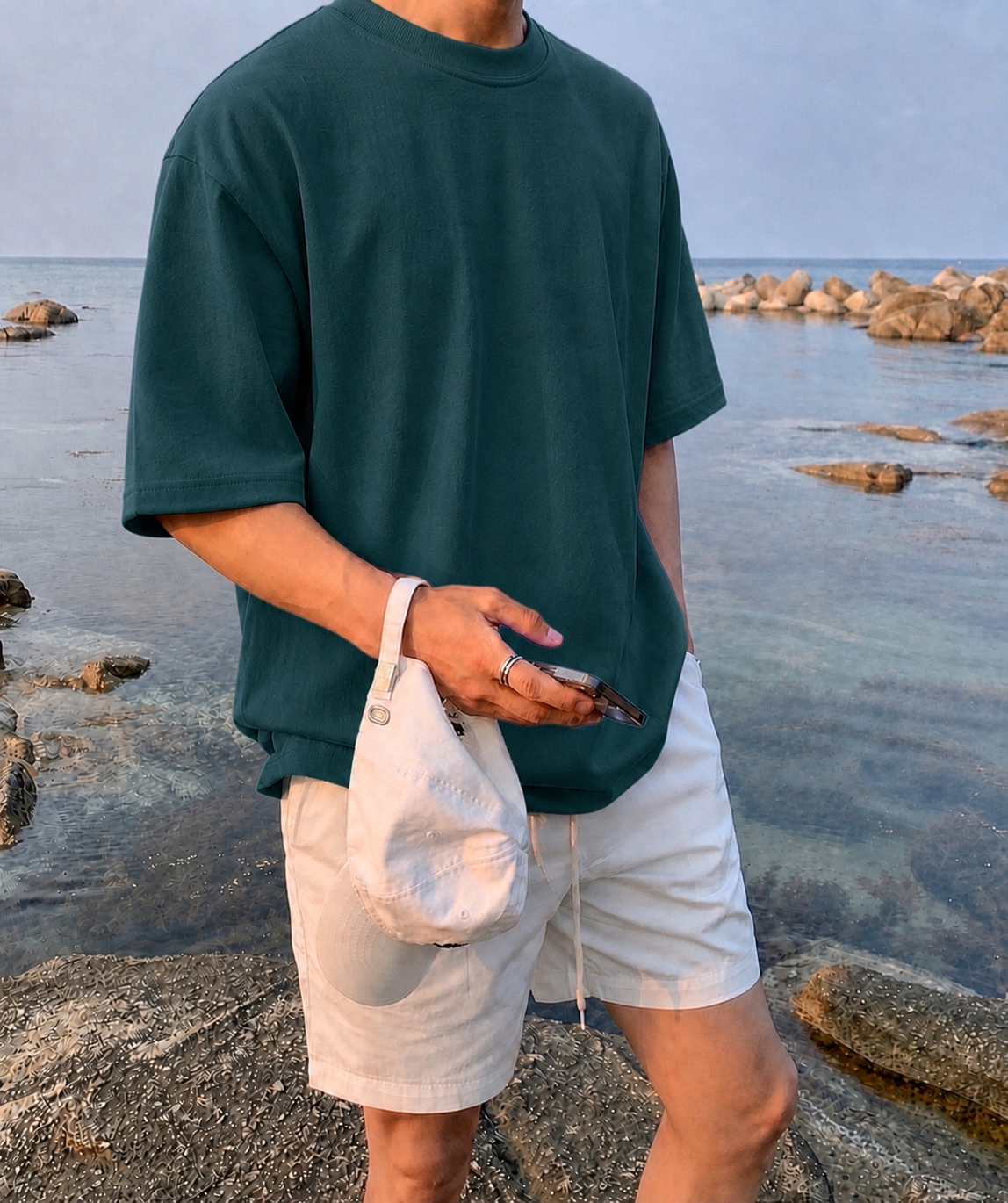 PETROL BLUE - Plain Project Oversized Cotton T-Shirt. (100% Cotton| 240 GSM | Breathable Fit)