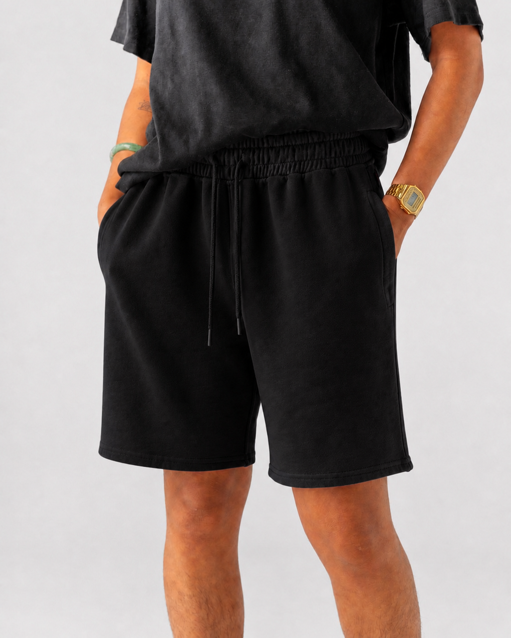 PREMIUM TERRY COTTON SHORTS- CLASSIC BLACK [280 GSM]