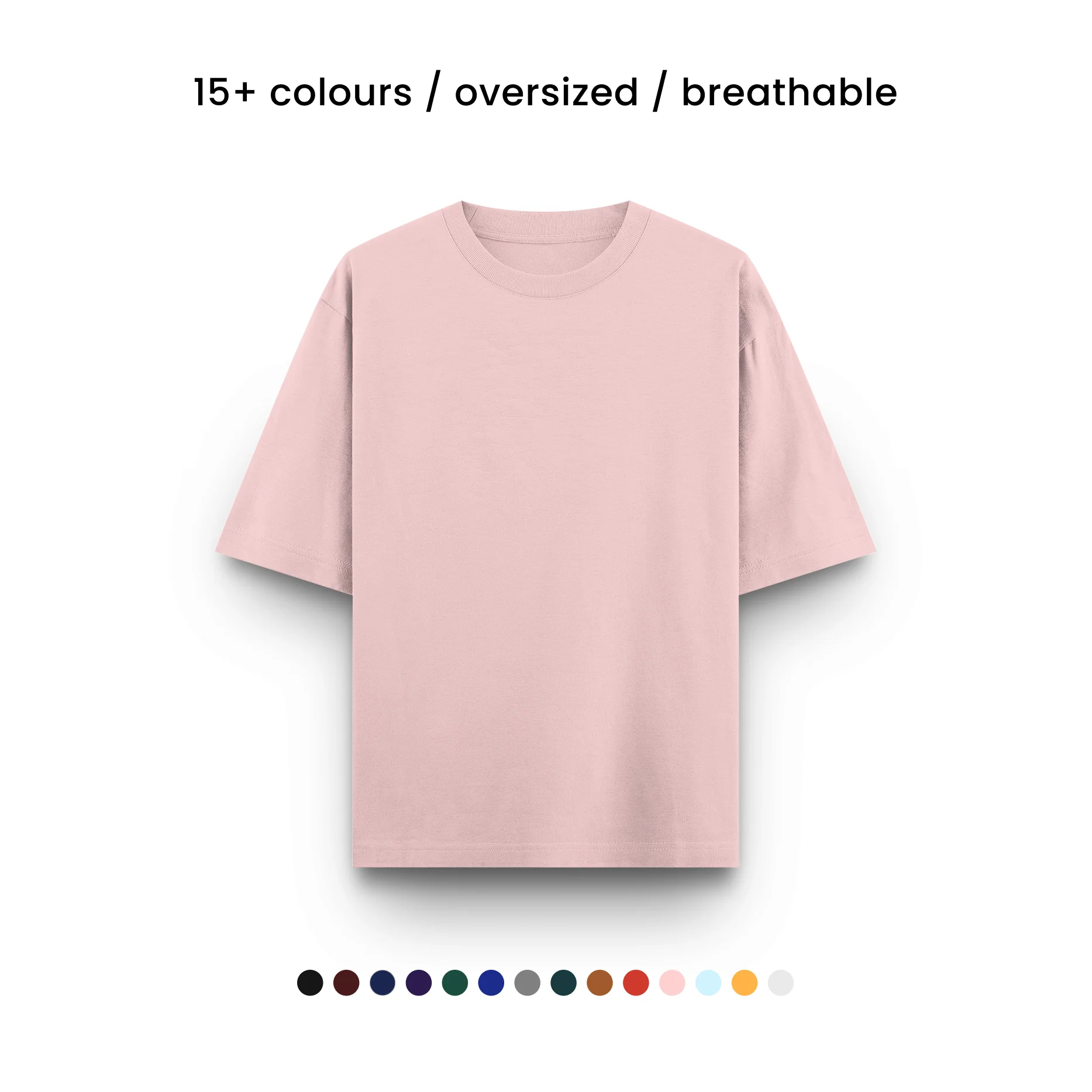 BABY PINK- Plain Project Oversized Cotton T-Shirt. (100% Cotton| 240 GSM | Breathable Fit)