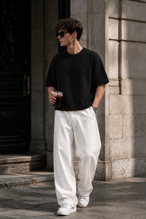Textured Waffle Boxy T-Shirt