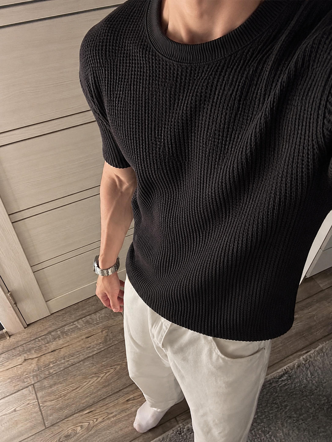 Textured Waffle Boxy T-Shirt
