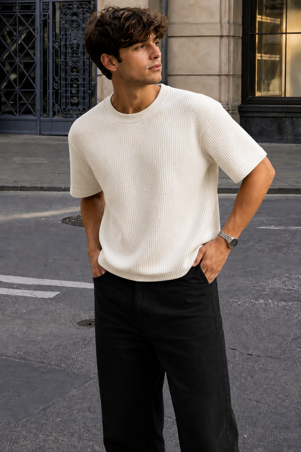 Textured Waffle Boxy T-Shirt