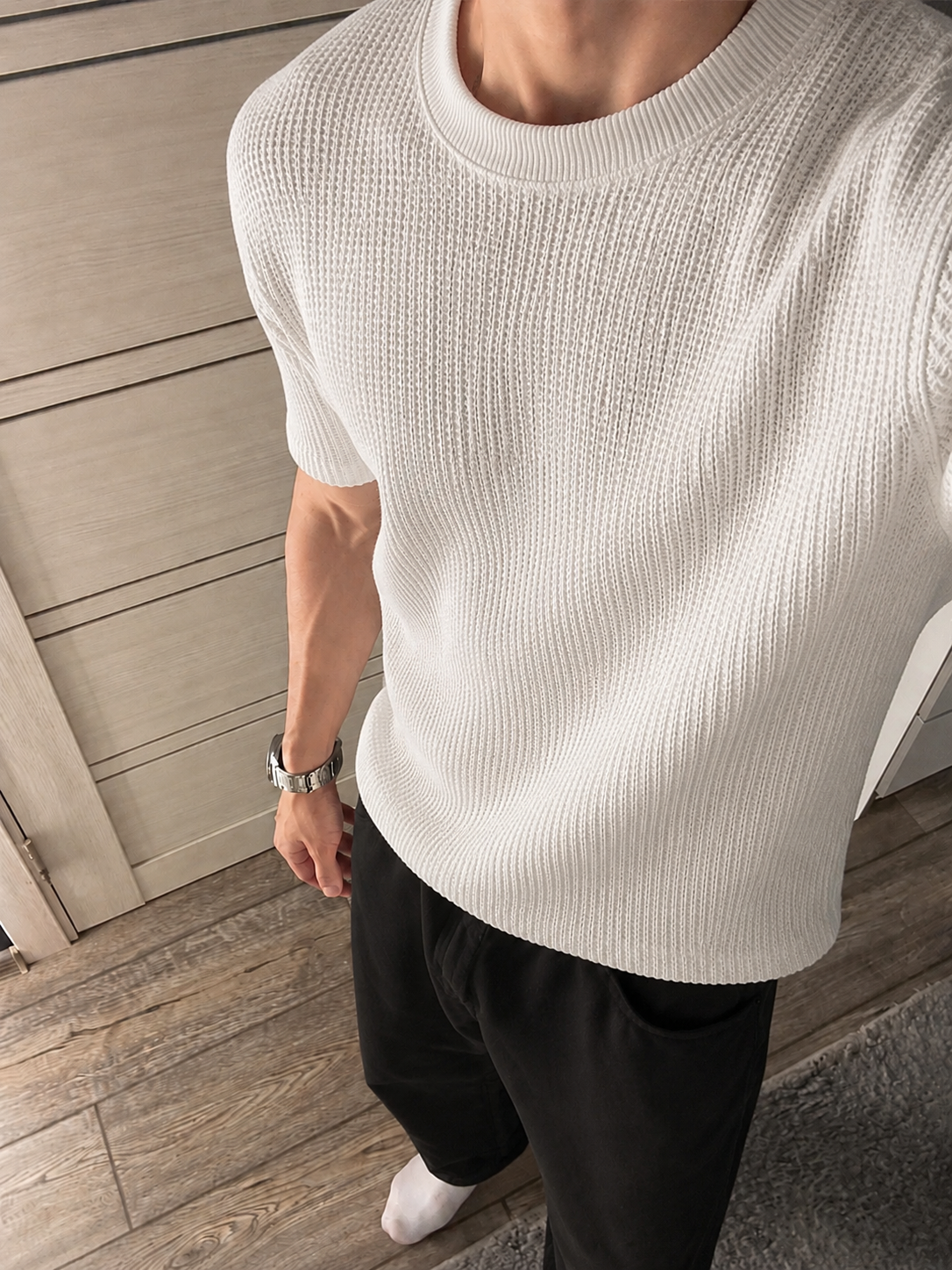 Textured Waffle Boxy T-Shirt