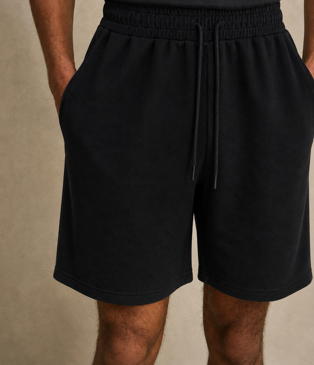 PREMIUM TERRY COTTON SHORTS- CLASSIC BLACK [280 GSM]