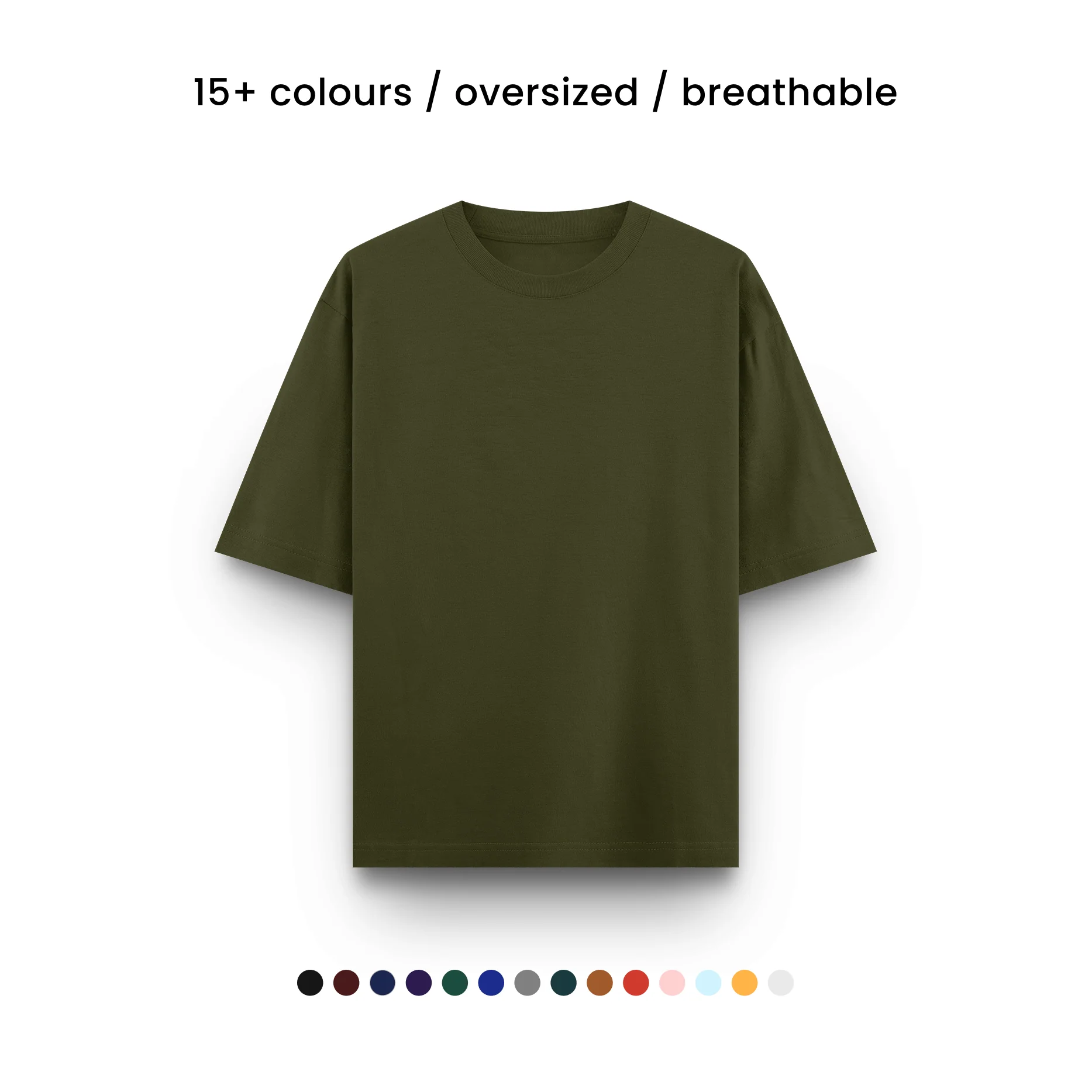 BOTTLE GREEN-Plain Project Oversized Cotton T-Shirt. (100% Cotton| 240 GSM | Breathable Fit)